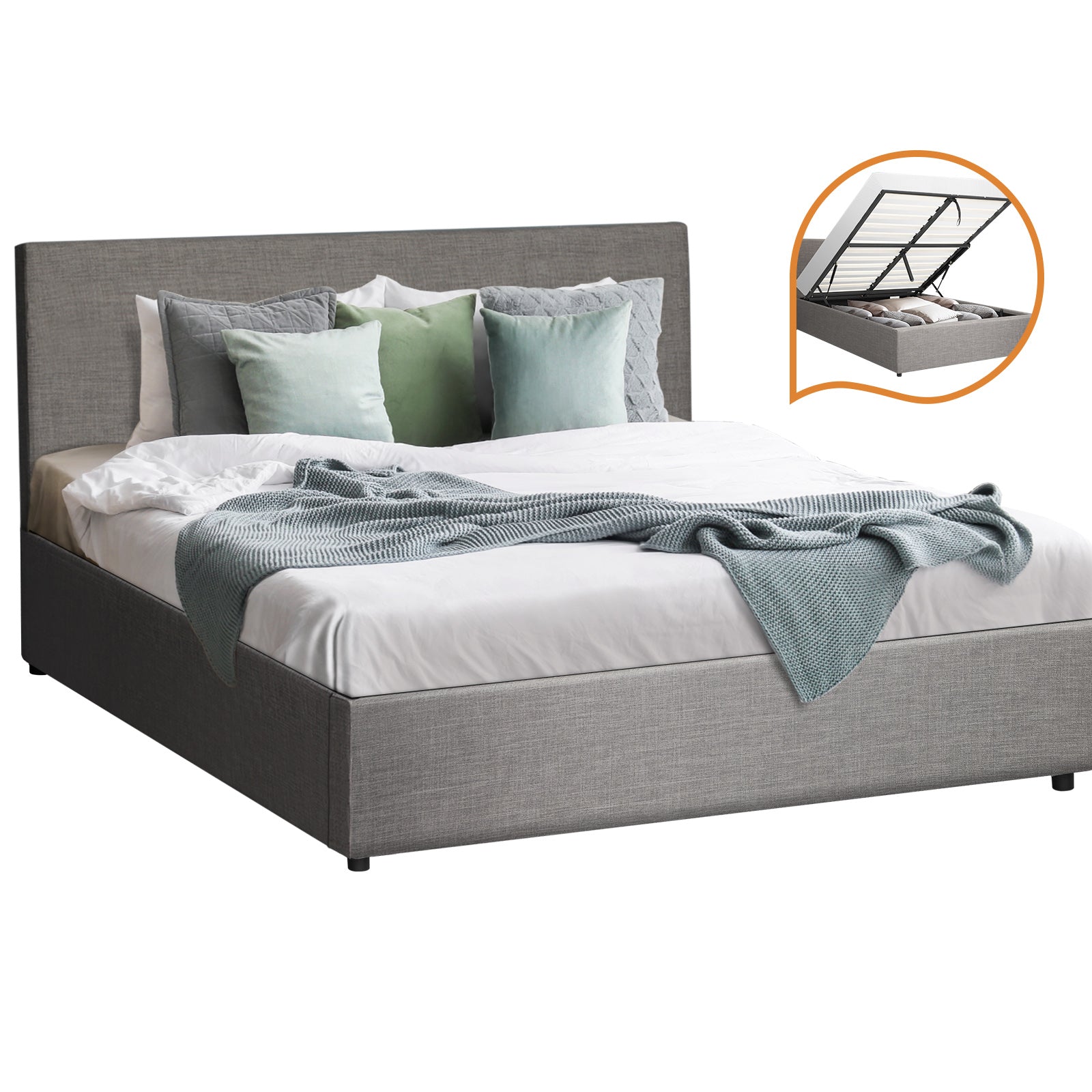 Oikiture Bed Frame Double Size Gas Lift Base With Storage Mattress Platform - Sunyee