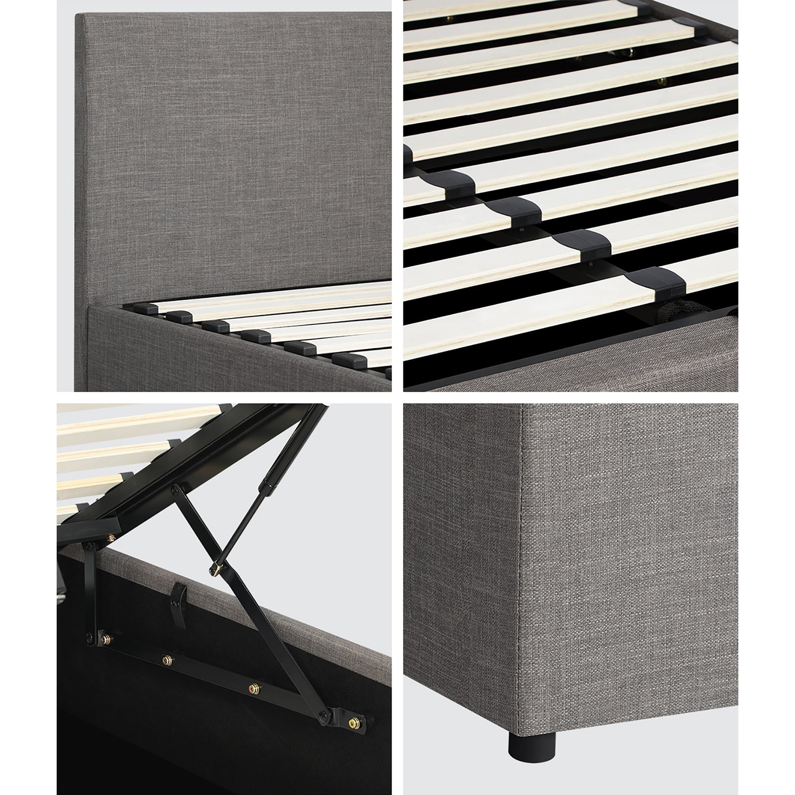 Oikiture Bed Frame King Size Gas Lift Base with Storage Mattress Platform Grey - Sunyee