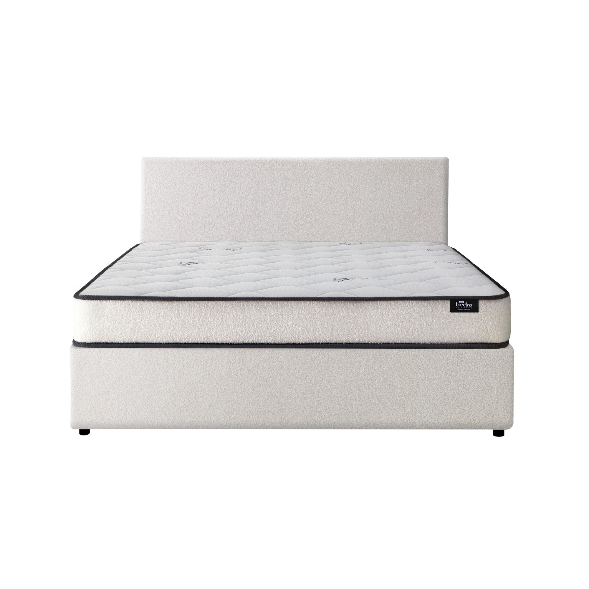 Oikiture Bed Frame Double Size Gas Lift Boucle Beds With Mattress Set - Sunyee