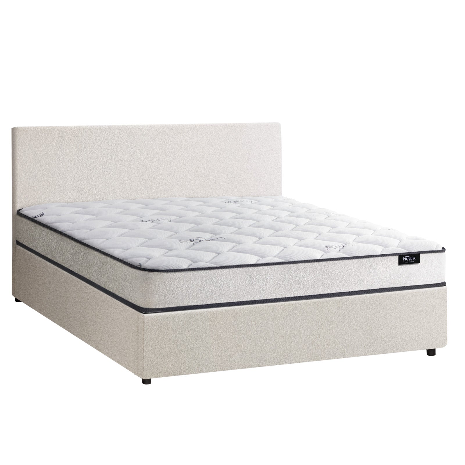 Oikiture Bed Frame King Size Gas Lift Boucle Beds With Mattress Set - Sunyee