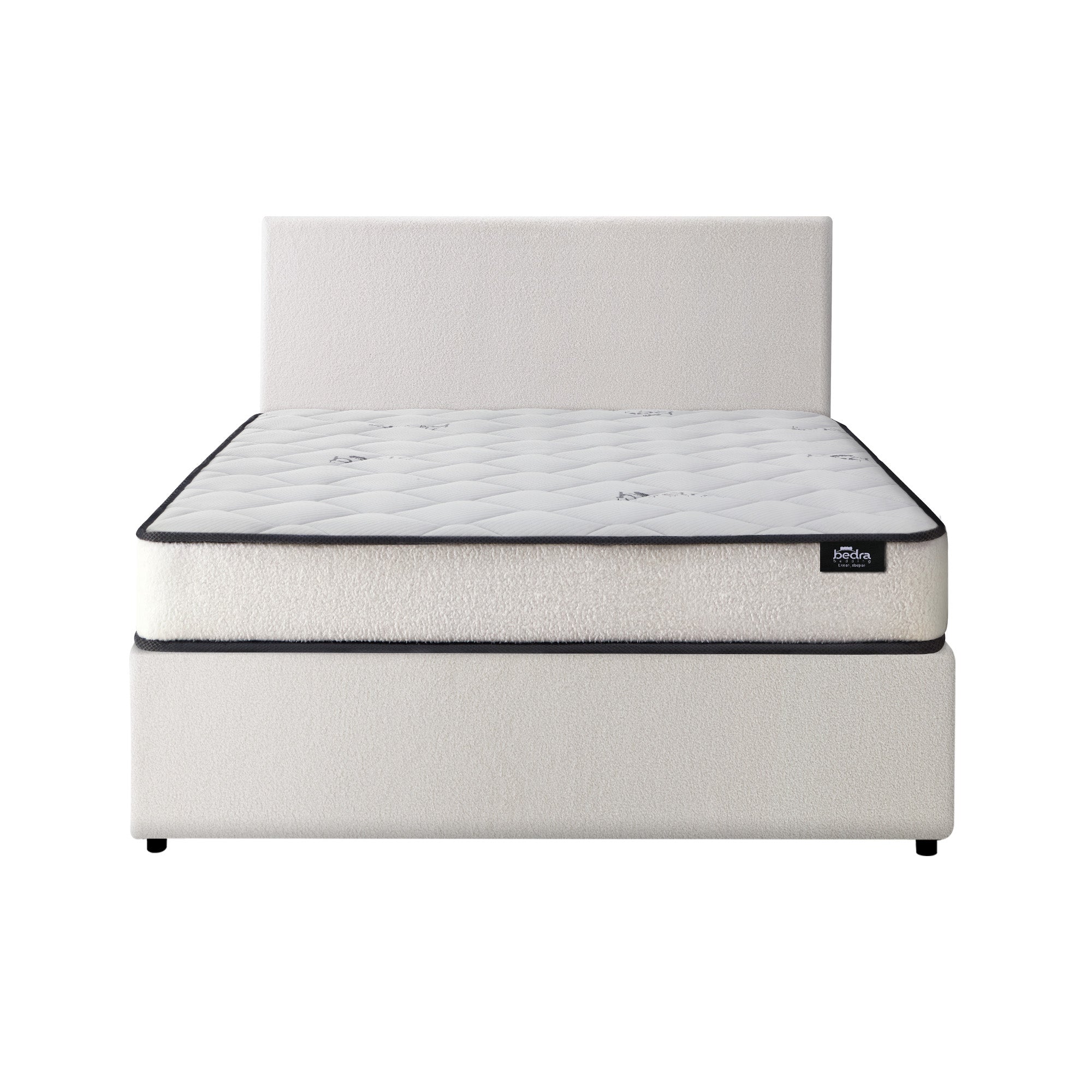Oikiture Bed Frame King Single Size Gas Lift Boucle Beds With Mattress Set - Sunyee