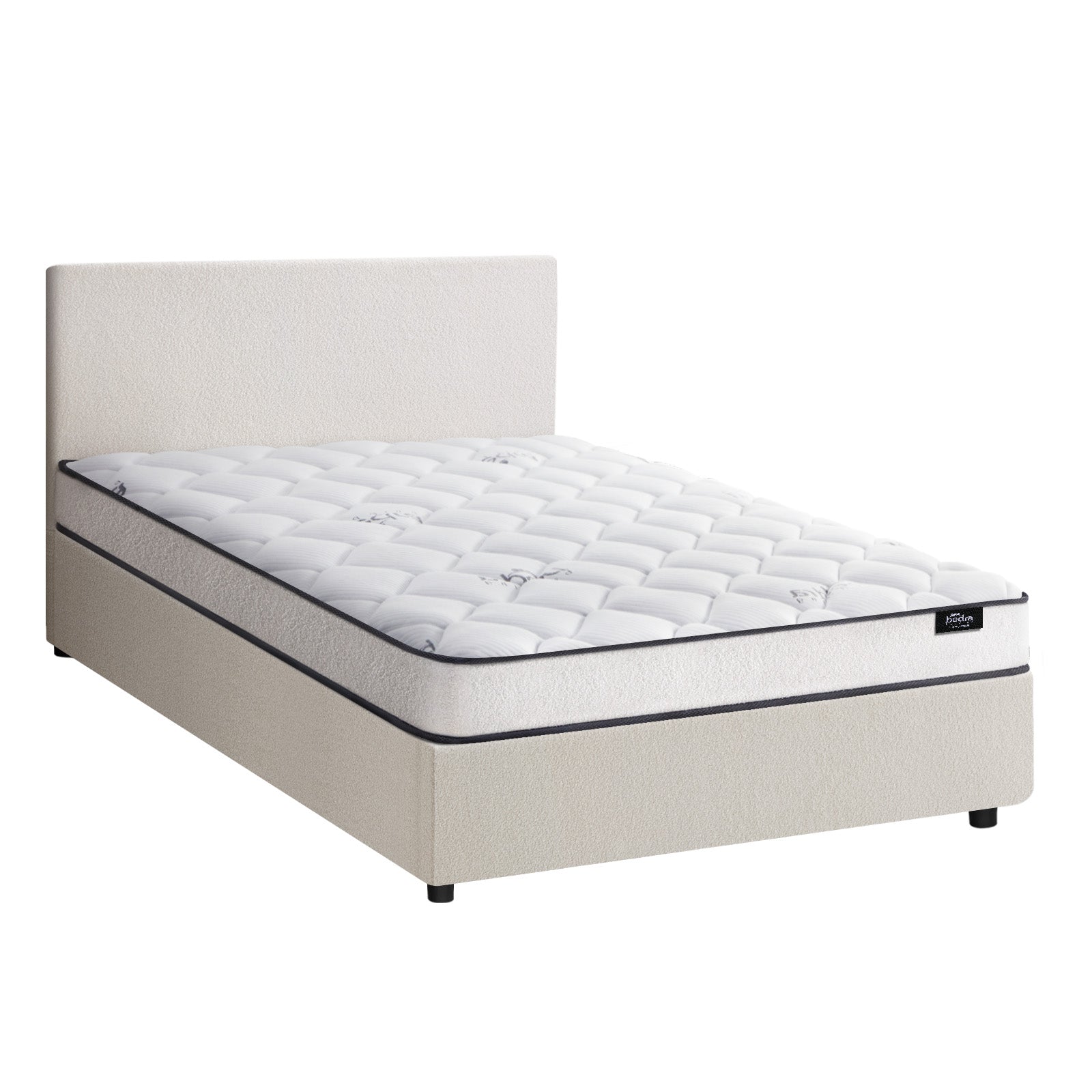 Oikiture Bed Frame Queen Double King Single Size Gas Lift with Mattress Boucle - Sunyee