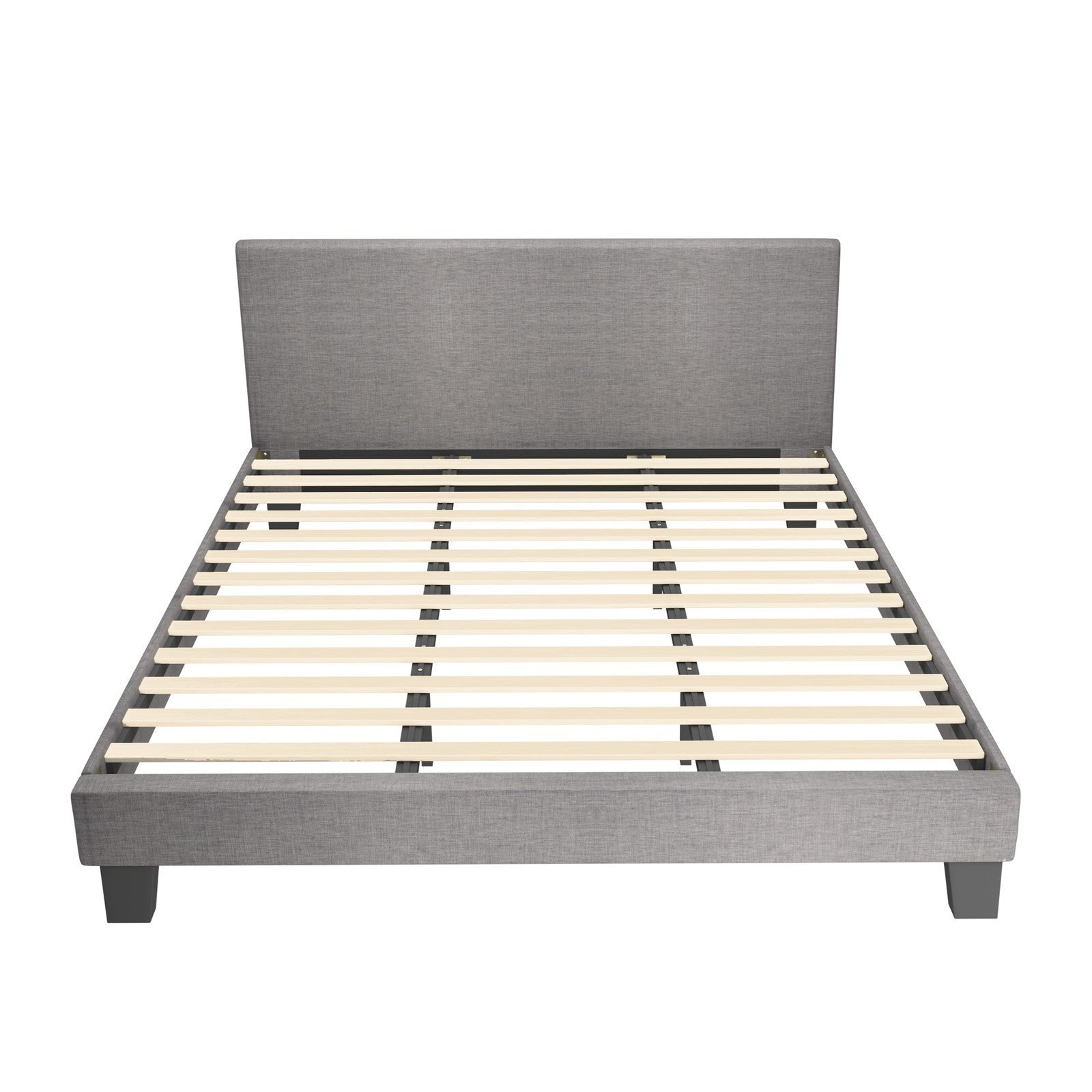 Oikiture Bed Frame King Size Mattress Base Platform Wooden Slats Grey Fabric - Sunyee