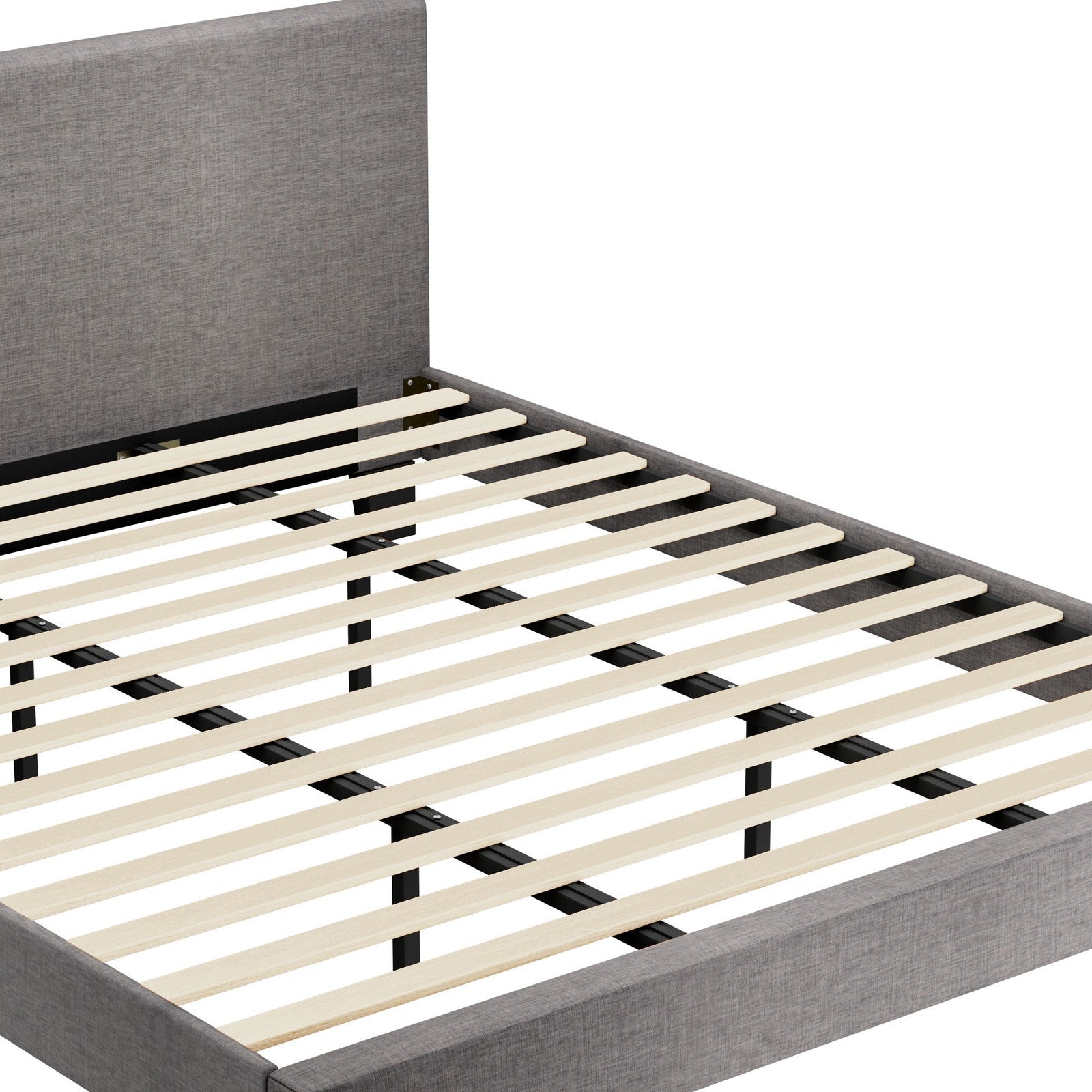 Oikiture Bed Frame King Size Mattress Base Platform Wooden Slats Grey Fabric - Sunyee