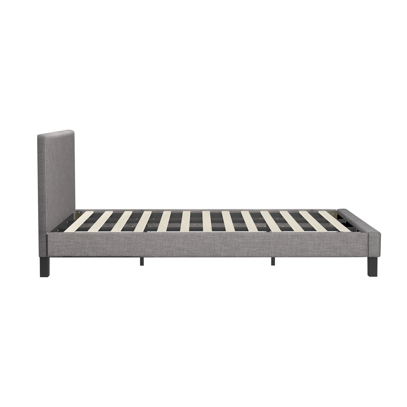 Oikiture Bed Frame King Size Mattress Base Platform Wooden Slats Grey Fabric - Sunyee
