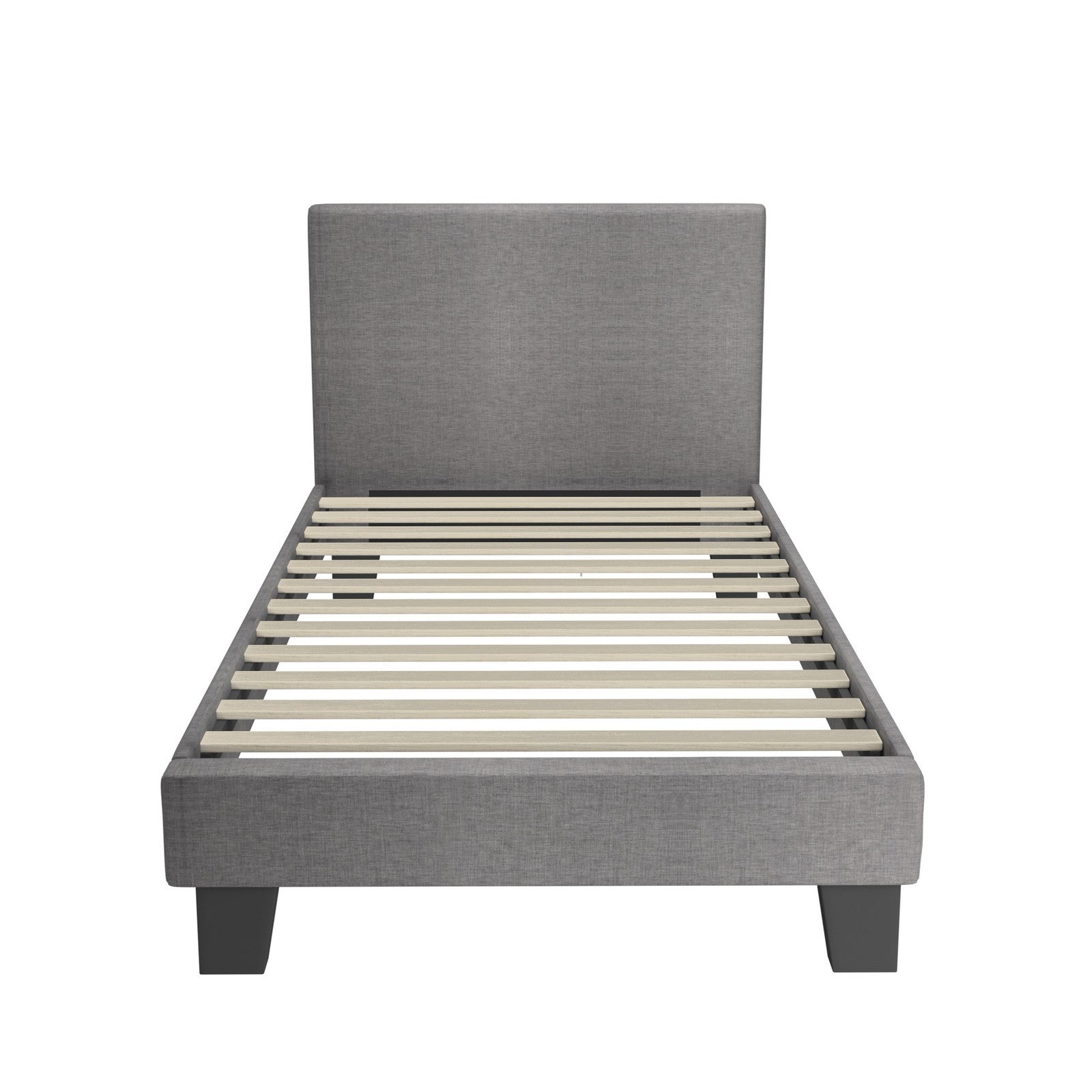 Oikiture Bed Frame Single Size Mattress Base Platform Wooden Slats Grey Fabric - Sunyee