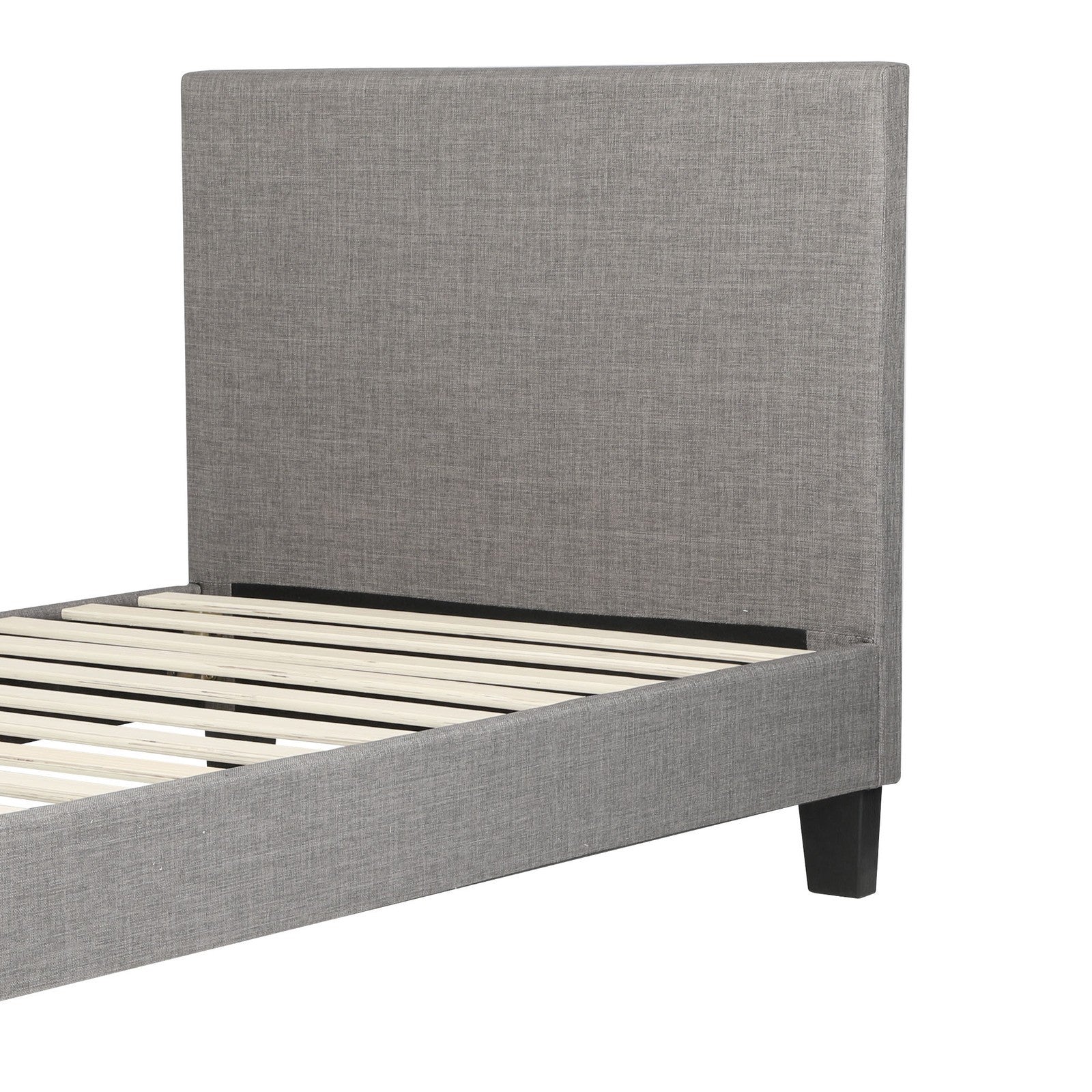 Oikiture Bed Frame Single Size Mattress Base Platform Wooden Slats Grey Fabric - Sunyee