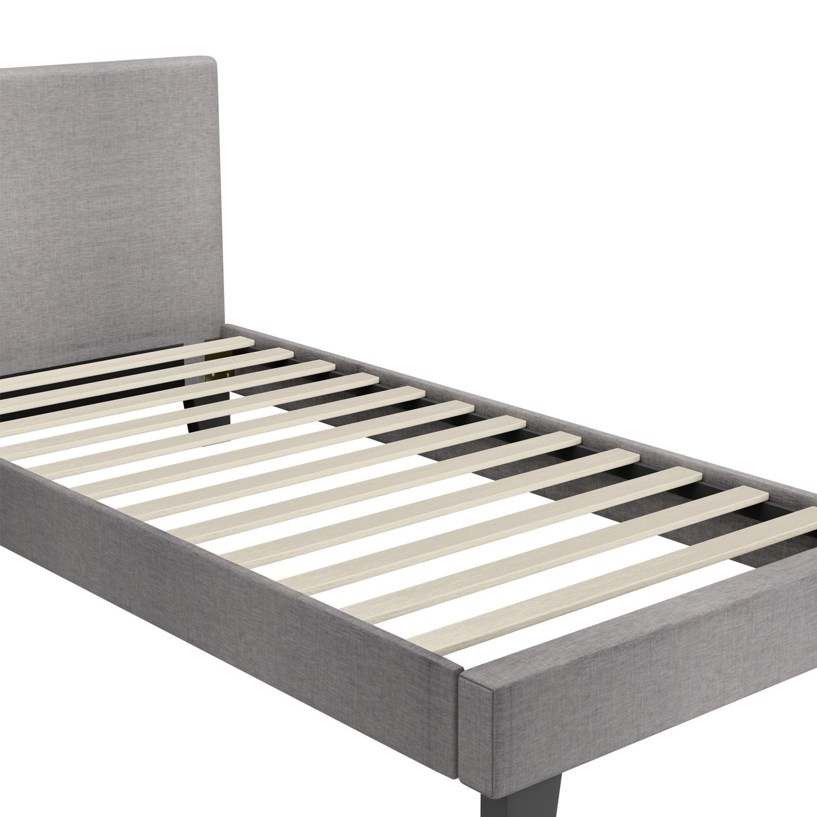Oikiture Bed Frame Single Size Mattress Base Platform Wooden Slats Grey Fabric - Sunyee