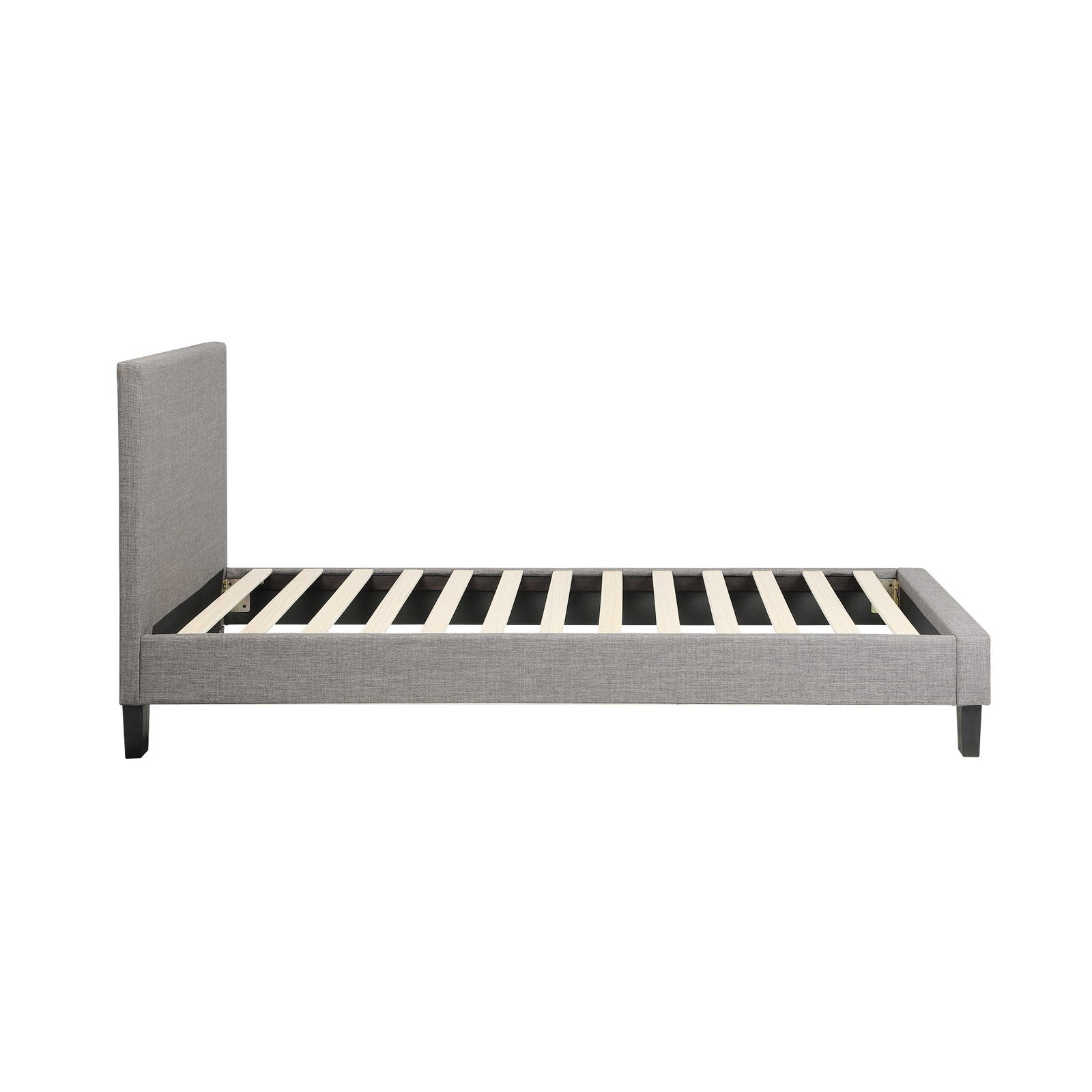 Oikiture Bed Frame Single Size Mattress Base Platform Wooden Slats Grey Fabric - Sunyee