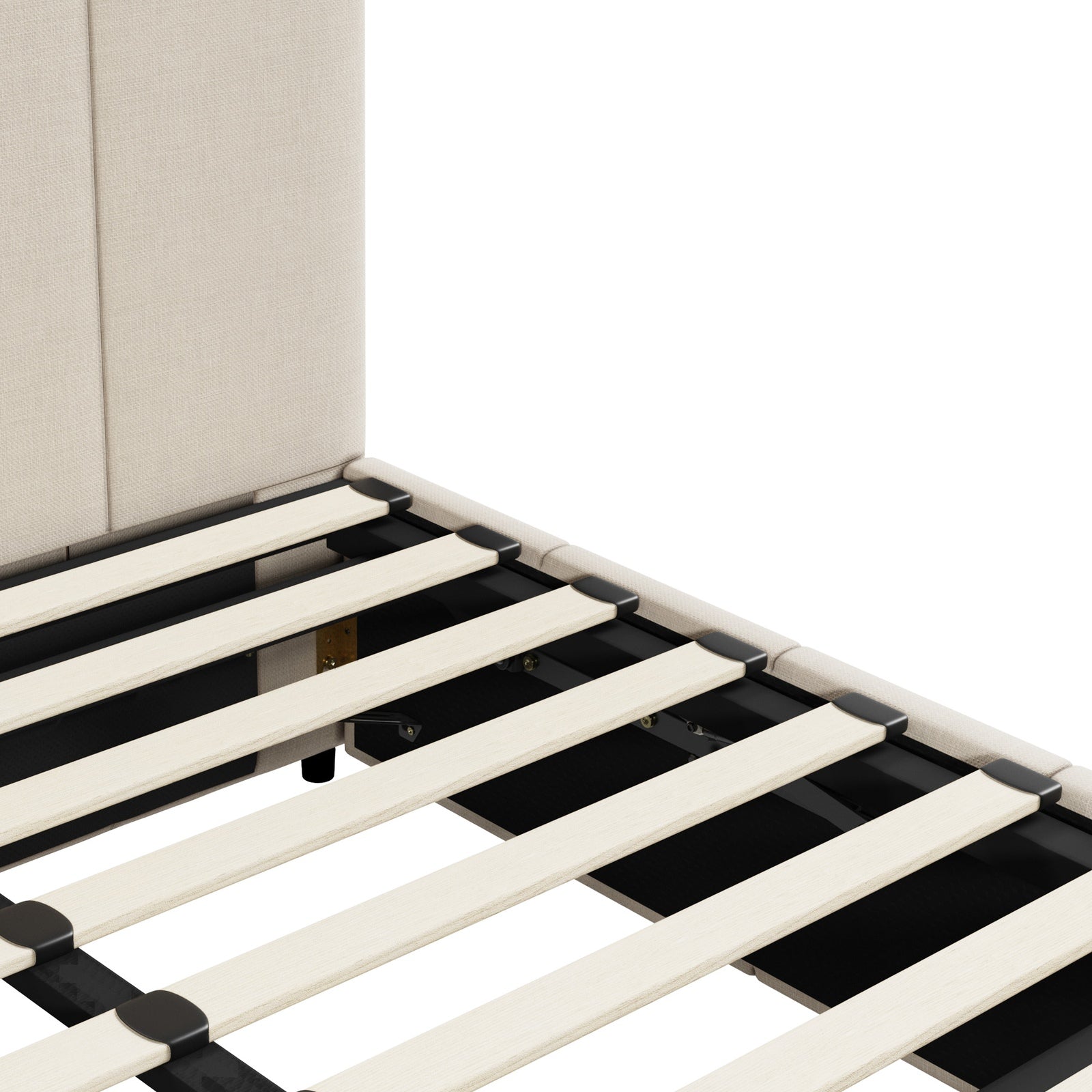 Oikiture Bed Frame King Size Gas Lift Base With Storage Beige Fabric VISH - Sunyee