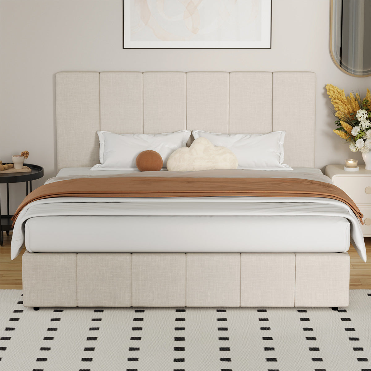 Oikiture Bed Frame Queen Size Beds Gas Lift Storage Base VISH - Sunyee