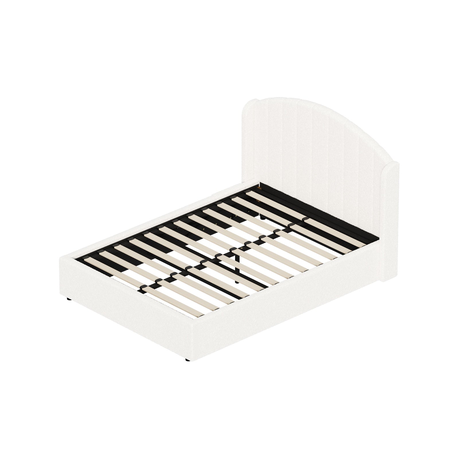 Oikiture Bed Frame Double Size With Gas Lift Storage USB Charging Boucle - Sunyee