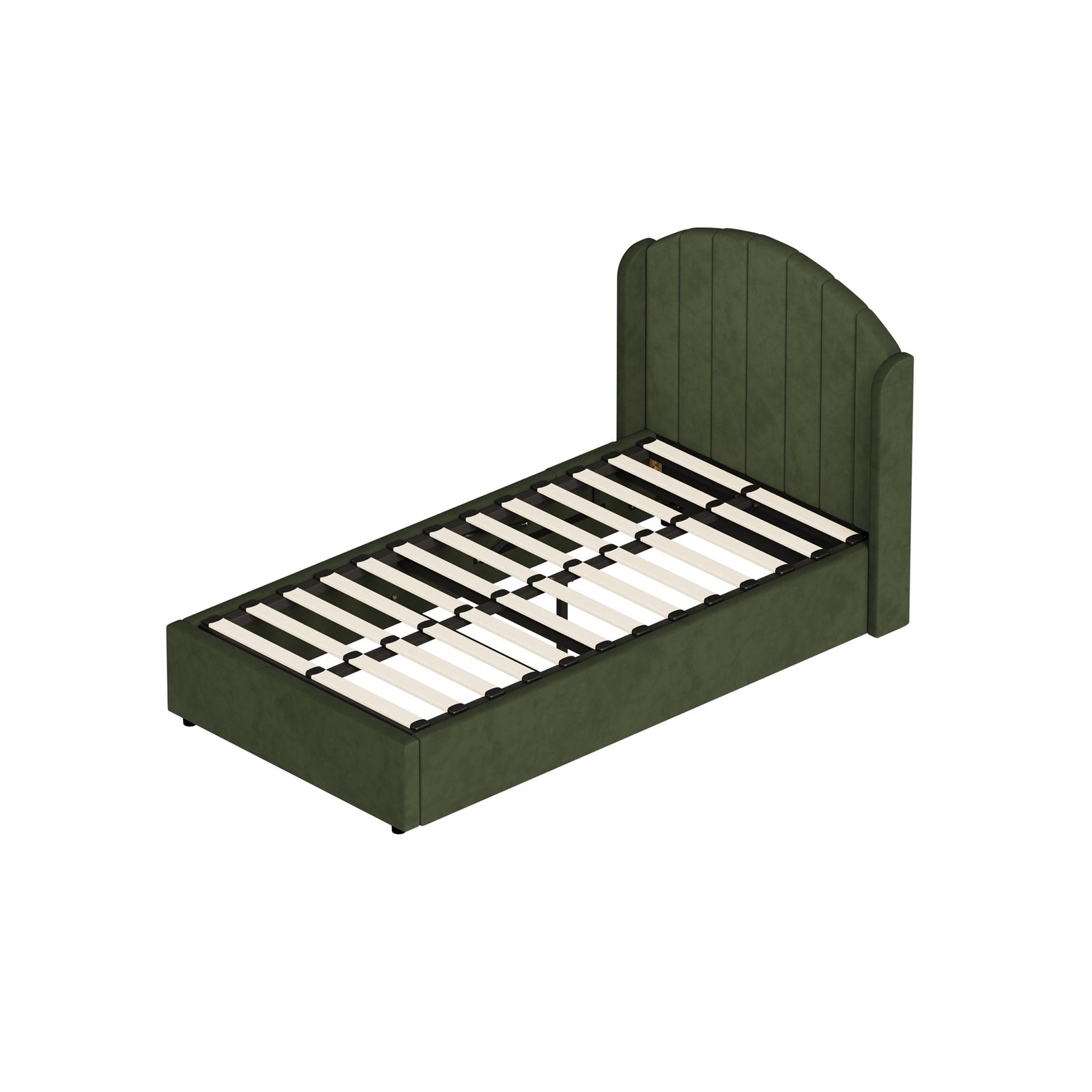 Oikiture Bed Frame King Single Size With Gas Lift Storage USB Charging Velvet - Sunyee