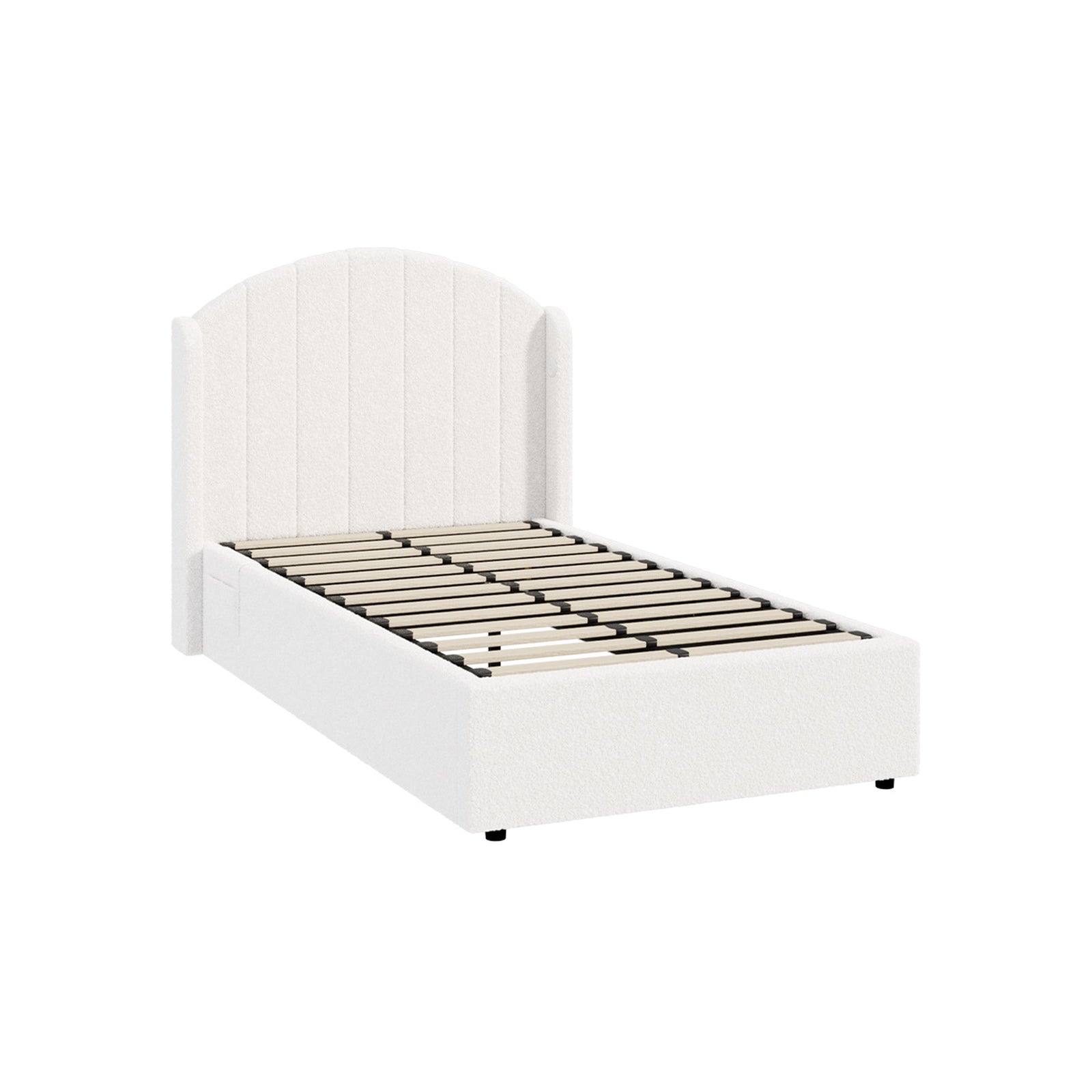 Oikiture Bed Frame Queen Double King Single With Gas Lift Base USB Charge Boucle - Sunyee