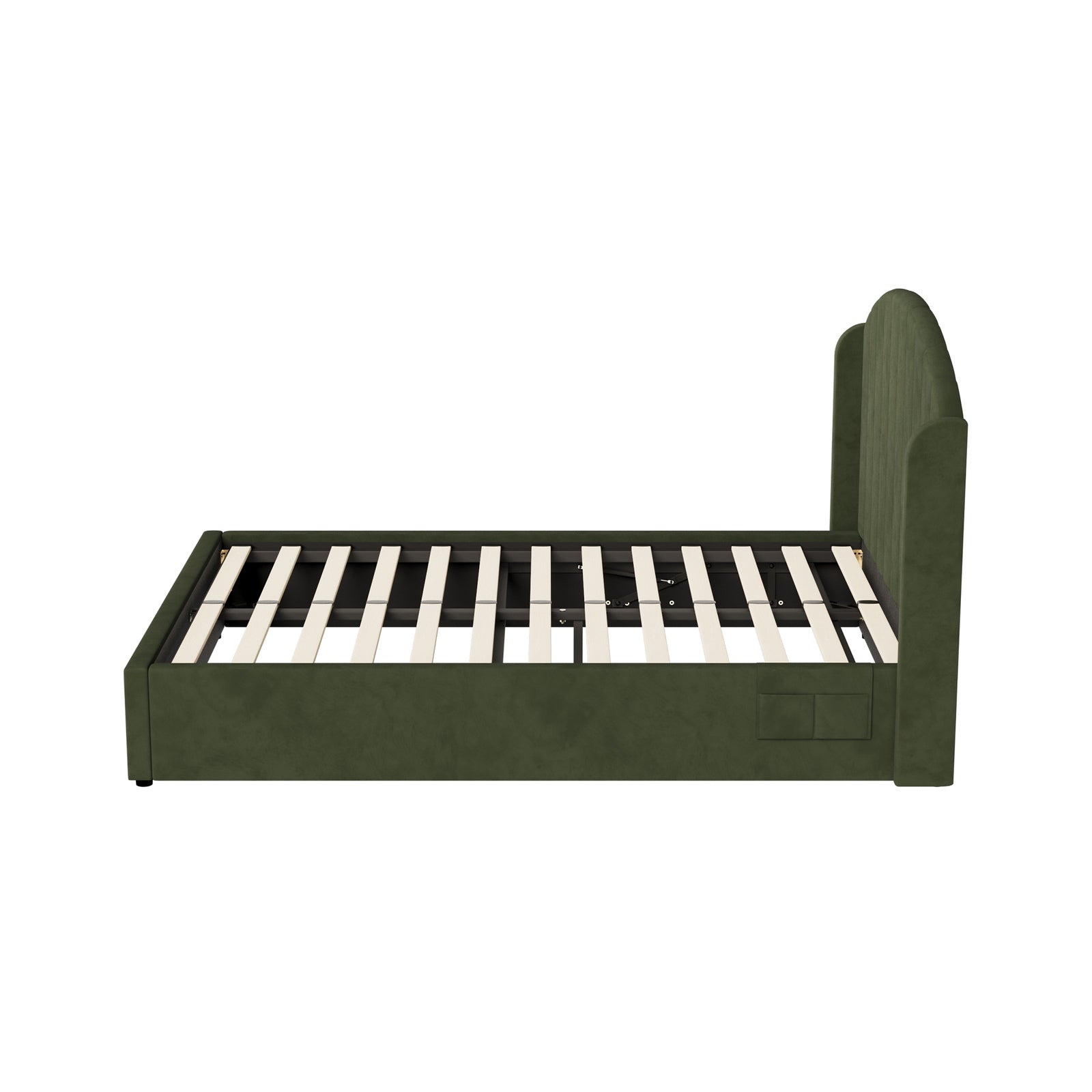 Oikiture Bed Frame Queen Size With Gas Lift Storage USB Charging Velvet - Sunyee