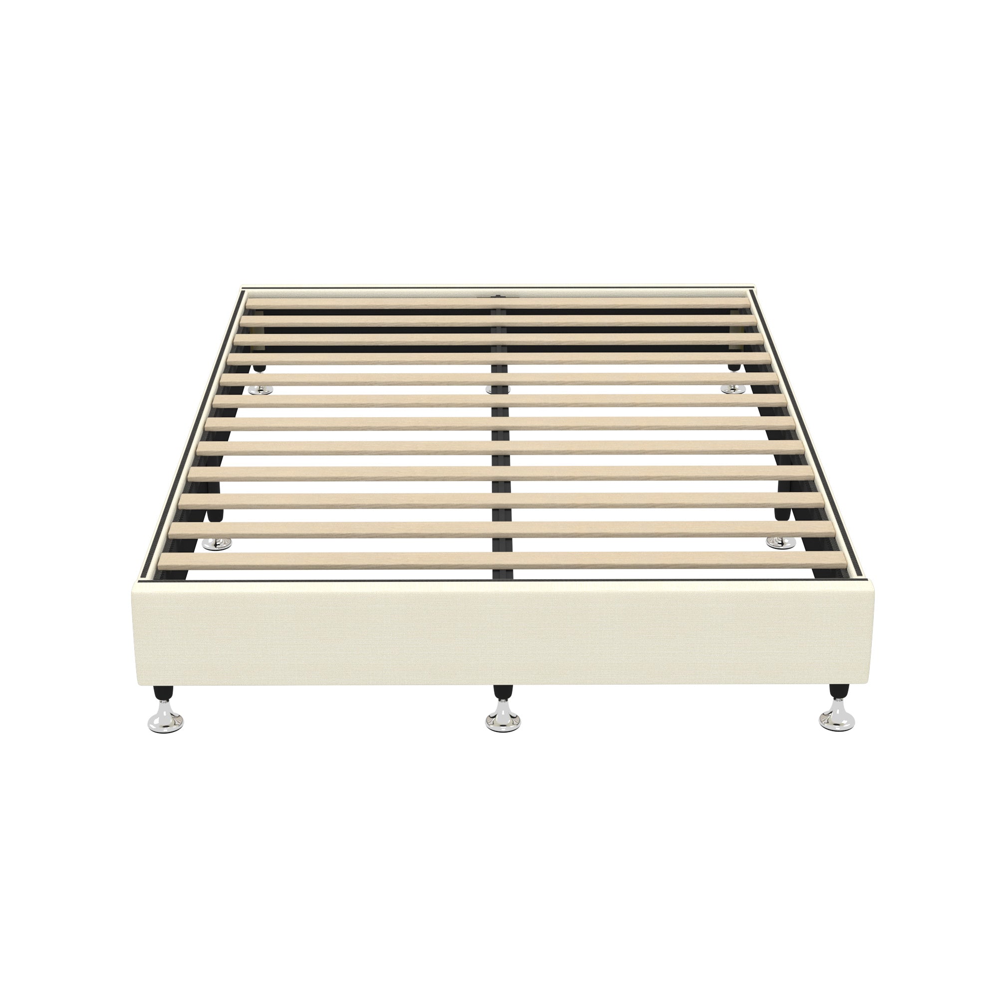 Oikiture Bed Frame Double Size Bed Base Platform Beige - Sunyee