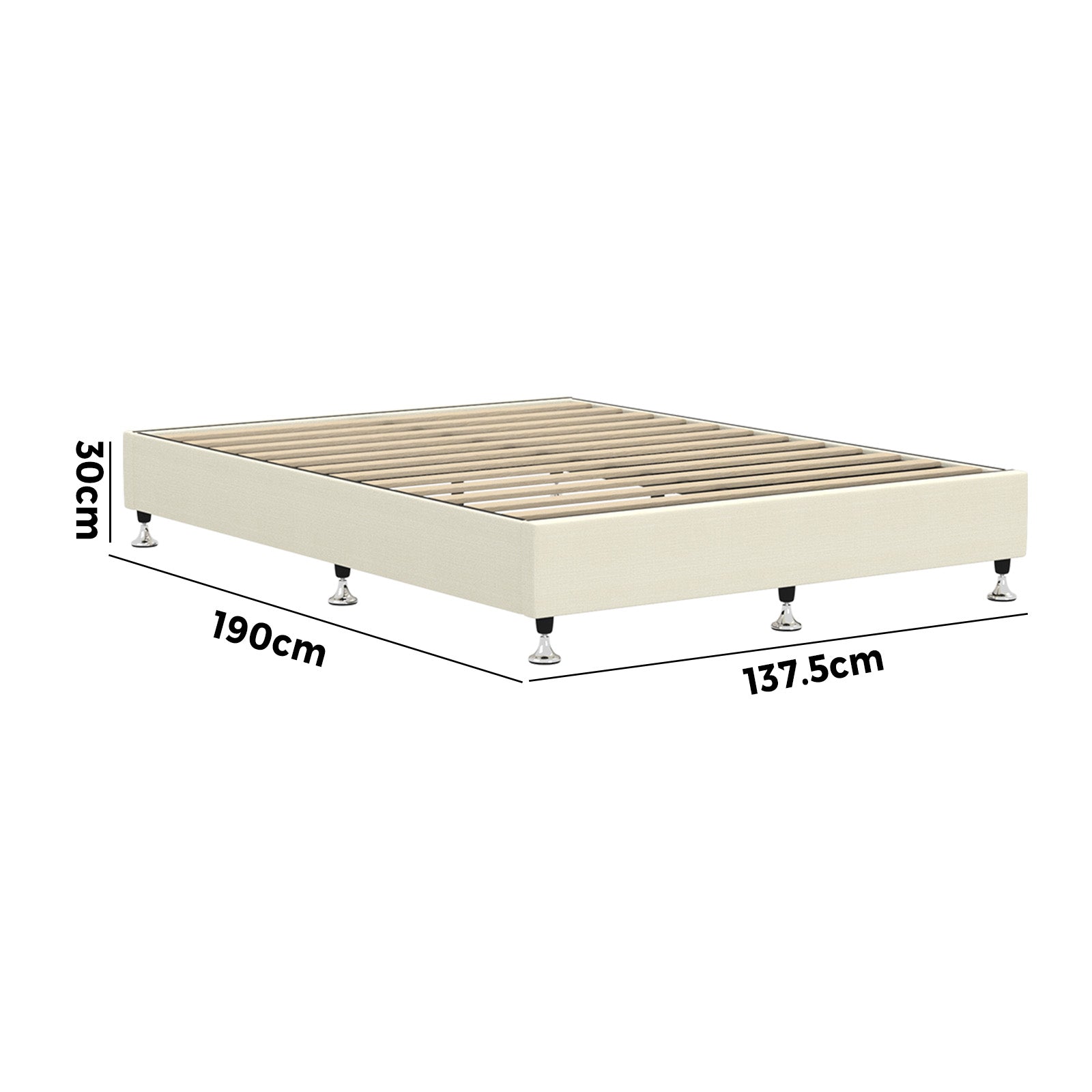 Oikiture Bed Frame Double Size Bed Base Platform Beige - Sunyee