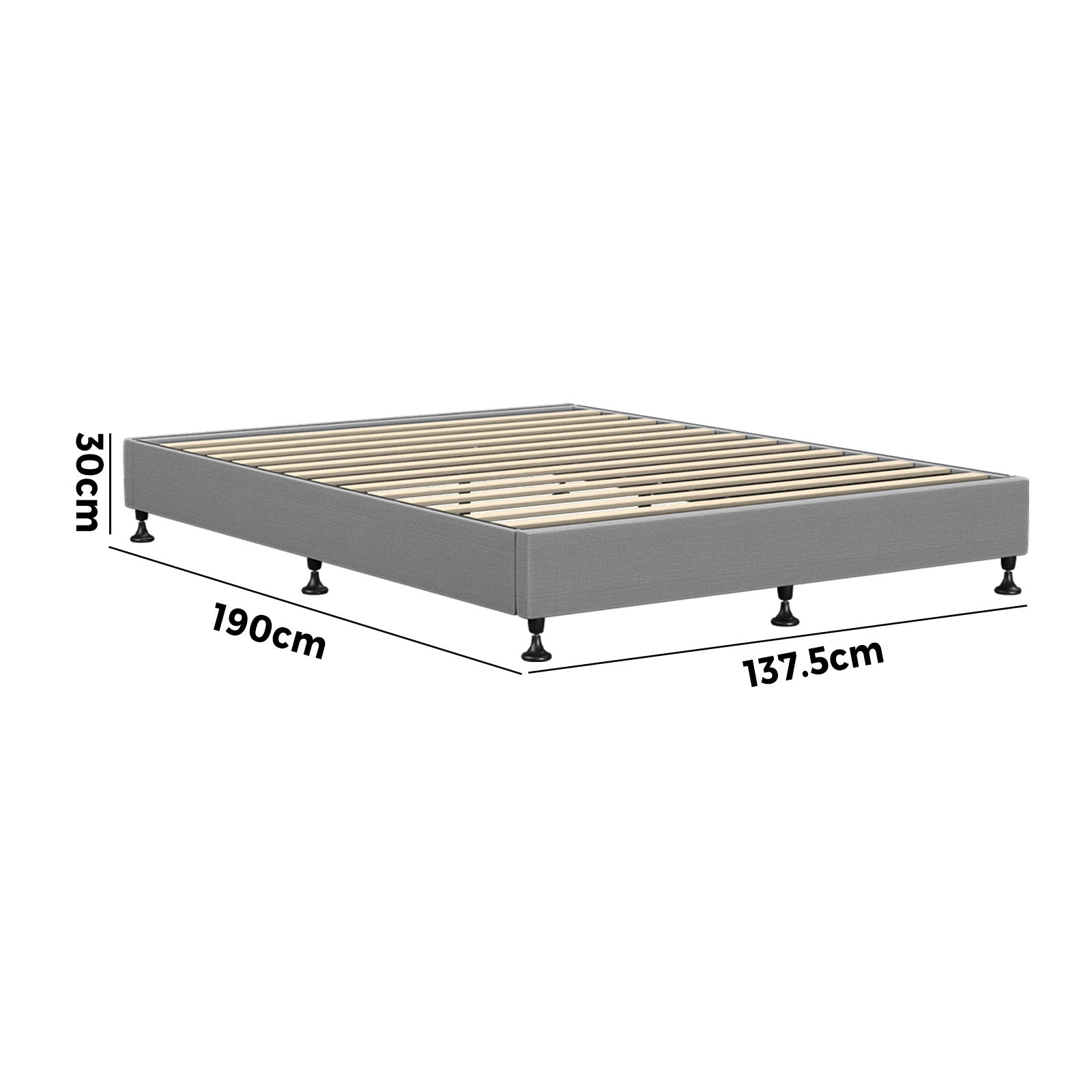 Oikiture Bed Frame Double Size Bed Base Platform Grey - Sunyee