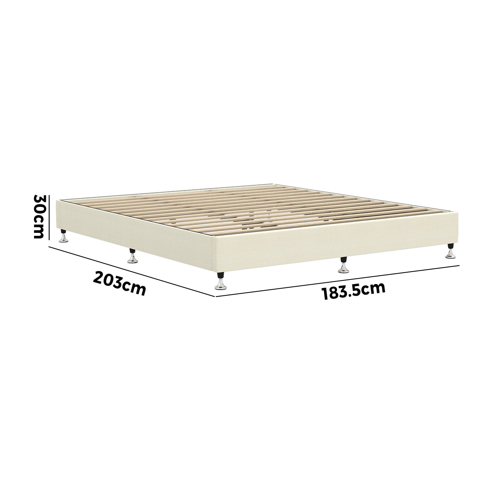 Oikiture Bed Frame King Size Bed Base Platform Beige - Sunyee