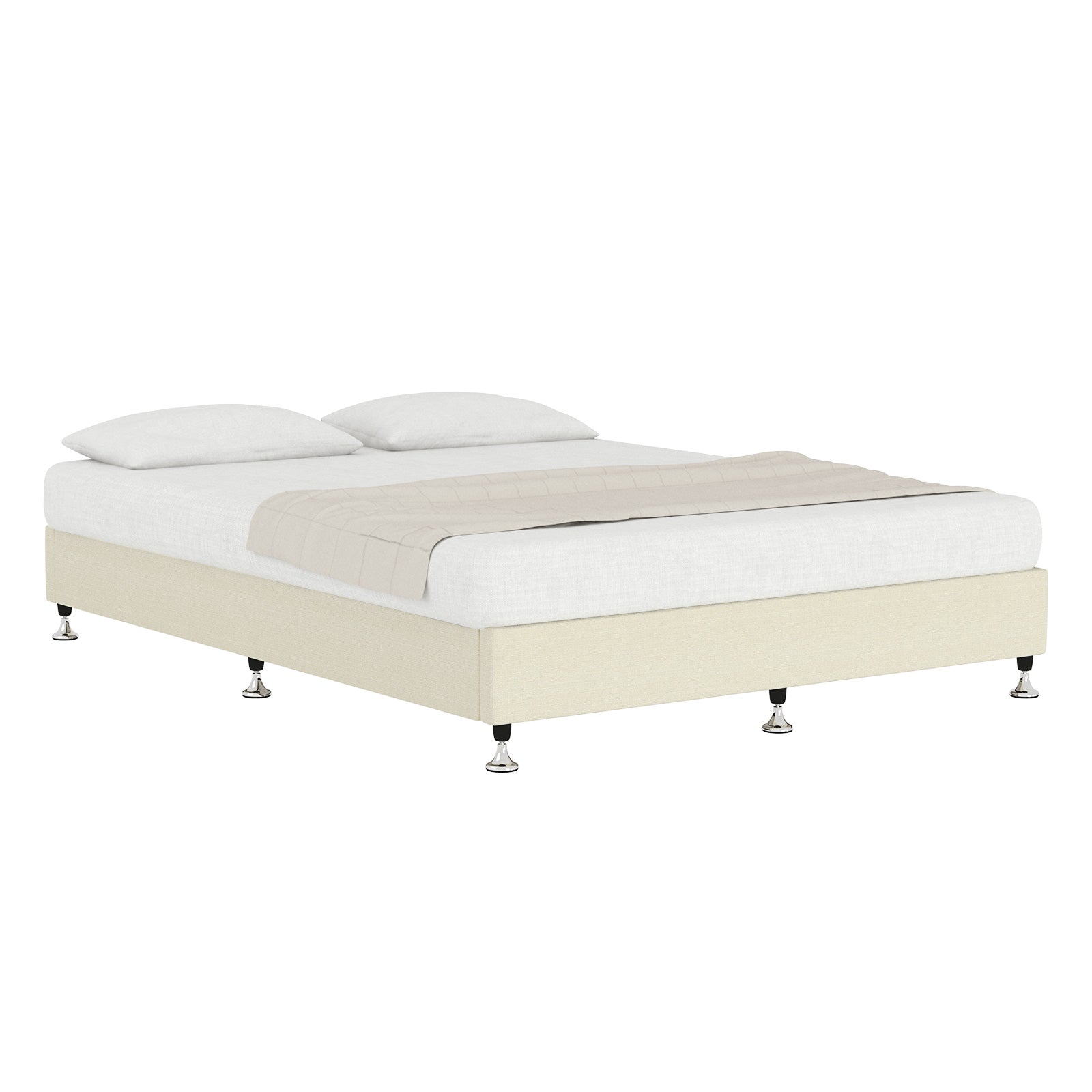 Oikiture Bed Frame King Size Bed Base Platform Beige - Sunyee