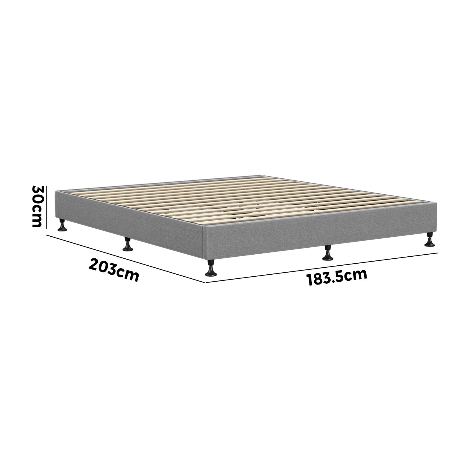 Oikiture Bed Frame King Size Bed Base Platform Grey - Sunyee