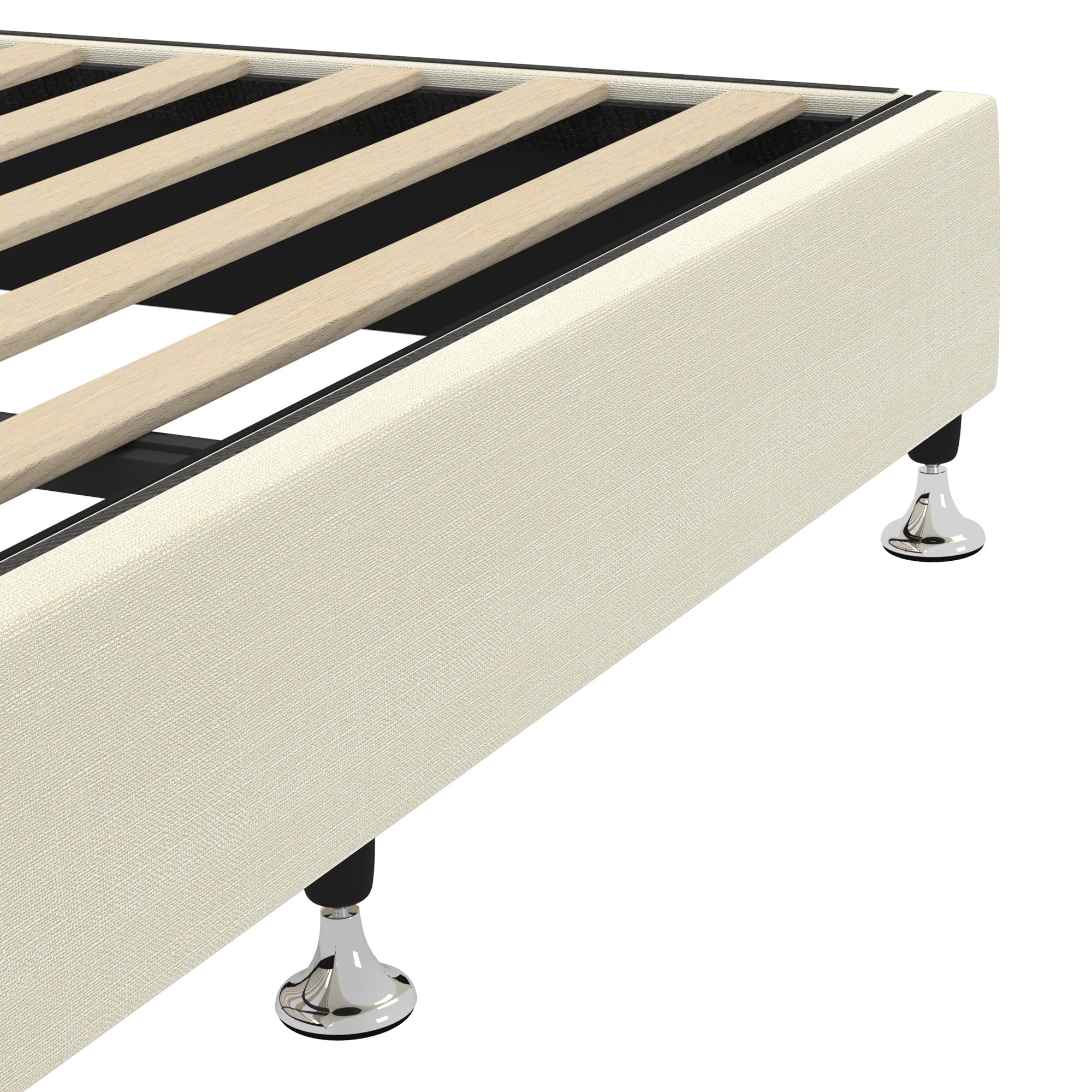 Oikiture Bed Frame King Single Bed Base Platform Beige - Sunyee