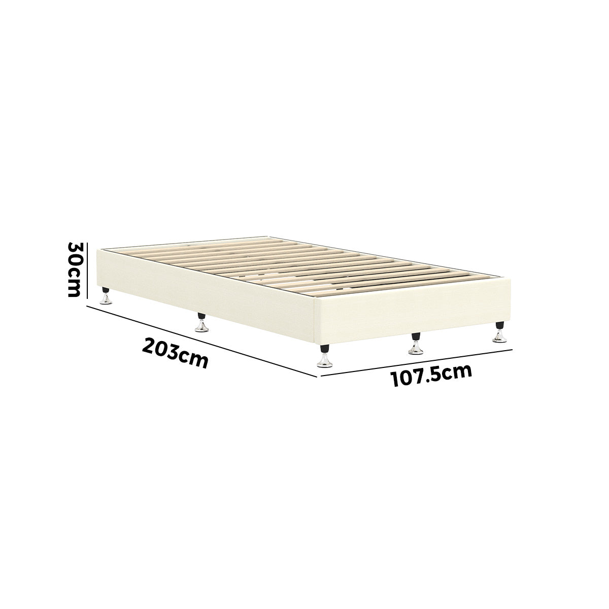 Oikiture Bed Frame King Single Bed Base Platform Beige - Sunyee