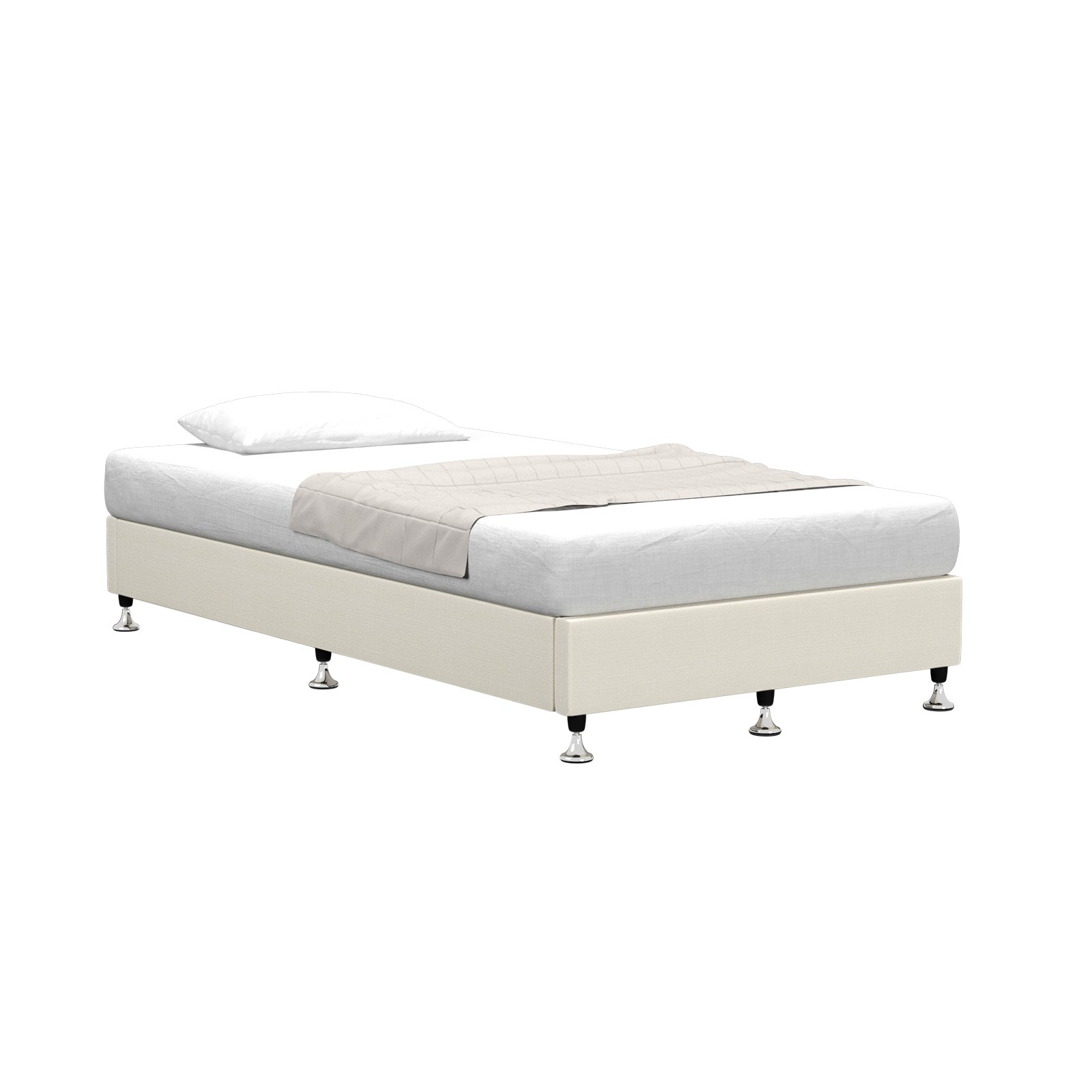 Oikiture Bed Frame King Single Bed Base Platform Beige - Sunyee
