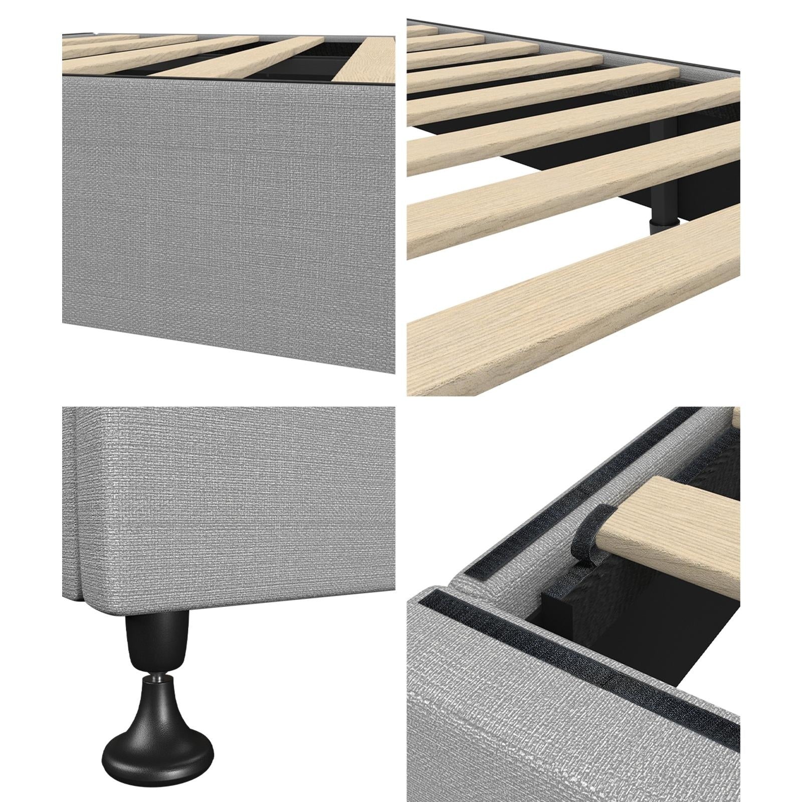 Oikiture Bed Frame King Single Bed Base Platform Grey - Sunyee