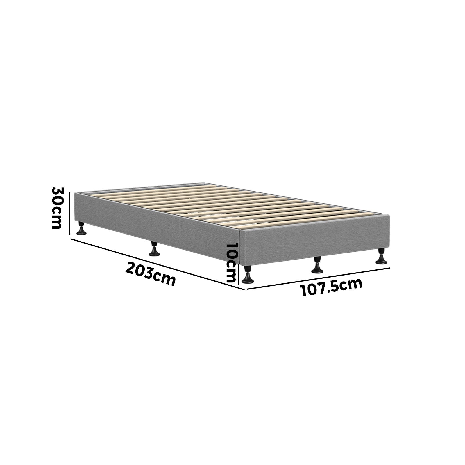 Oikiture Bed Frame King Single Bed Base Platform Grey - Sunyee