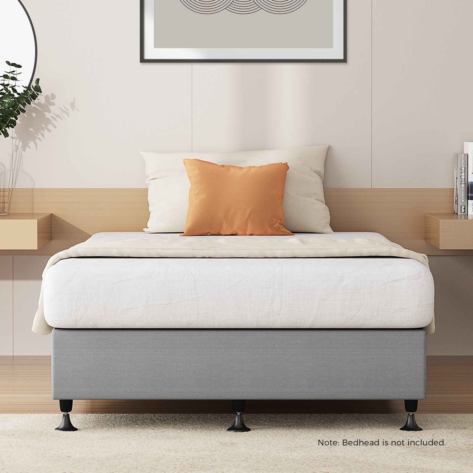 Oikiture Bed Frame King Single Bed Base Platform Grey - Sunyee