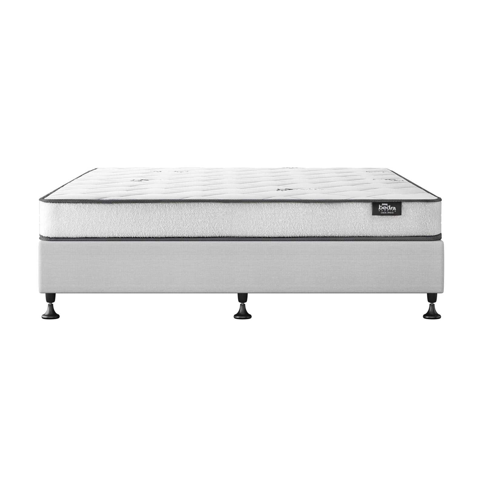 Oikiture Bed Frame King Size Upholstered Platform with Mattress Beige - Sunyee