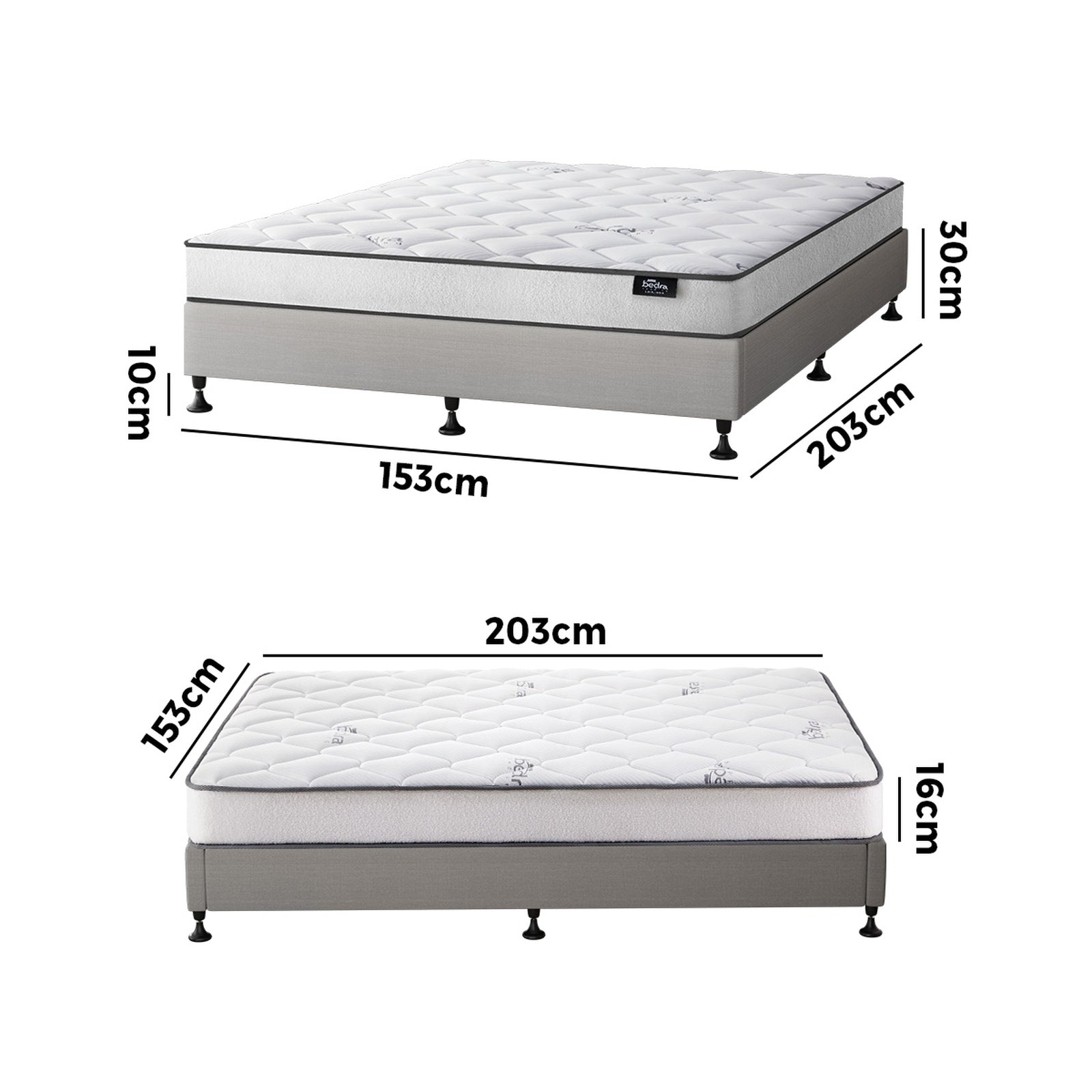 Oikiture Bed Frame Queen Size Upholstered Platform with Mattress Beige - Sunyee