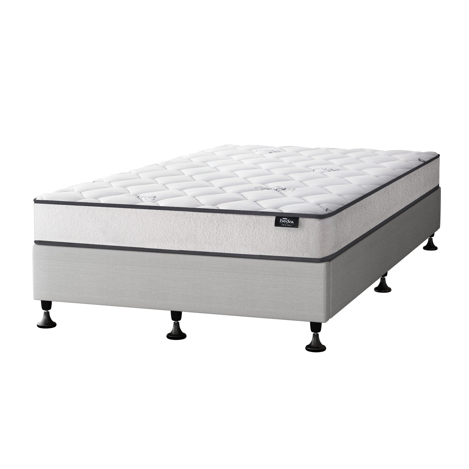 Oikiture Bed Frame Single Size Upholstered Platform with Mattress Beige - Sunyee