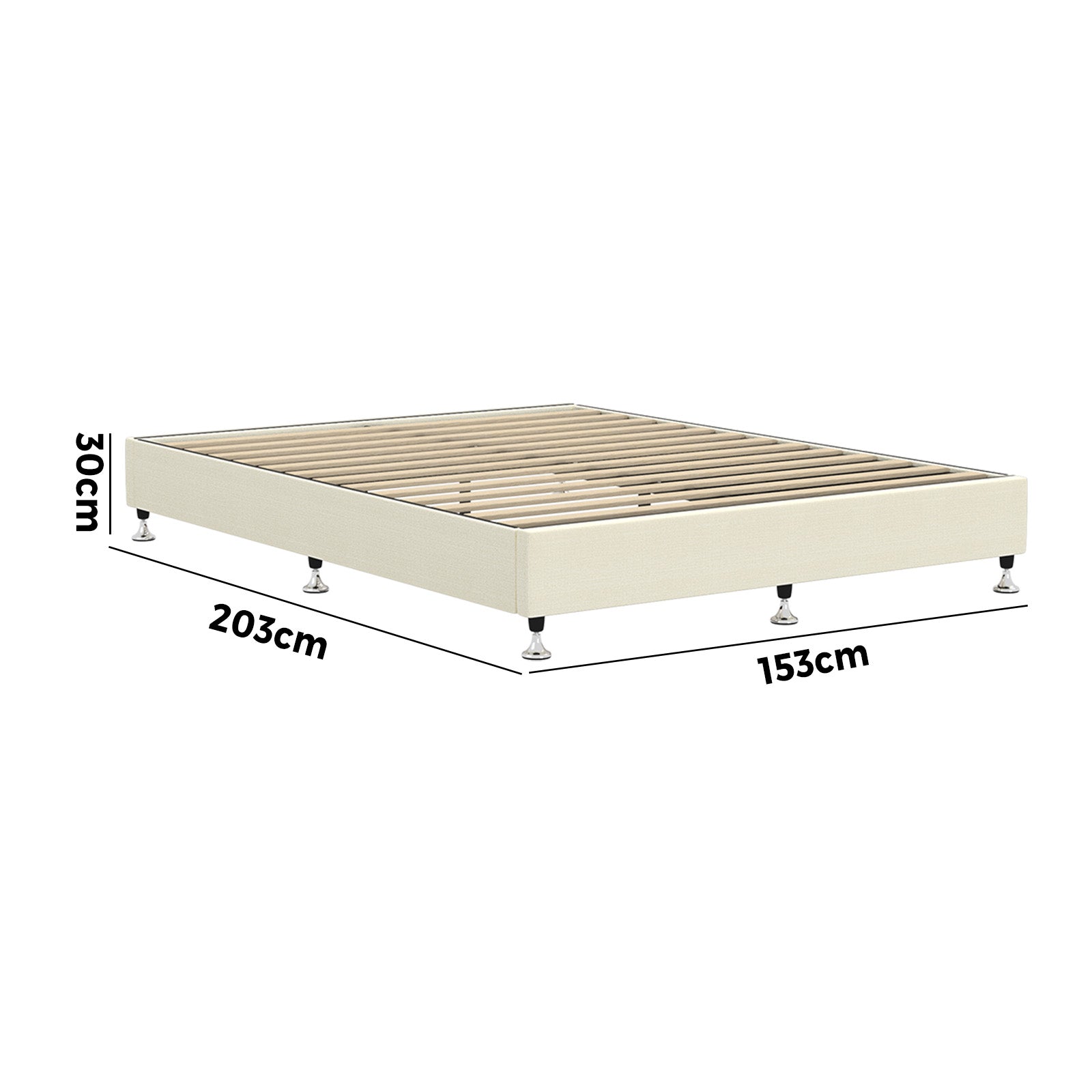 Oikiture Bed Frame Queen Size Bed Base Platform Beige - Sunyee