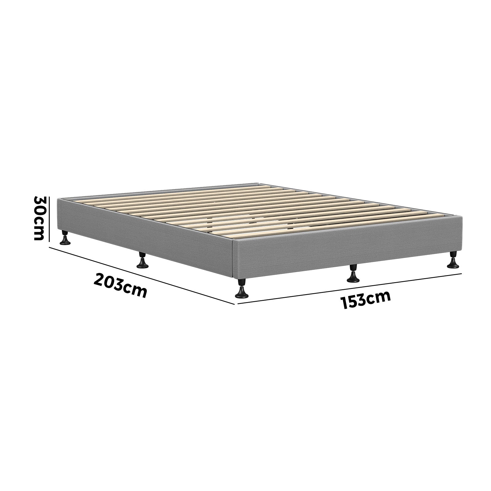 Oikiture Bed Frame Queen Size Bed Base Platform Grey - Sunyee