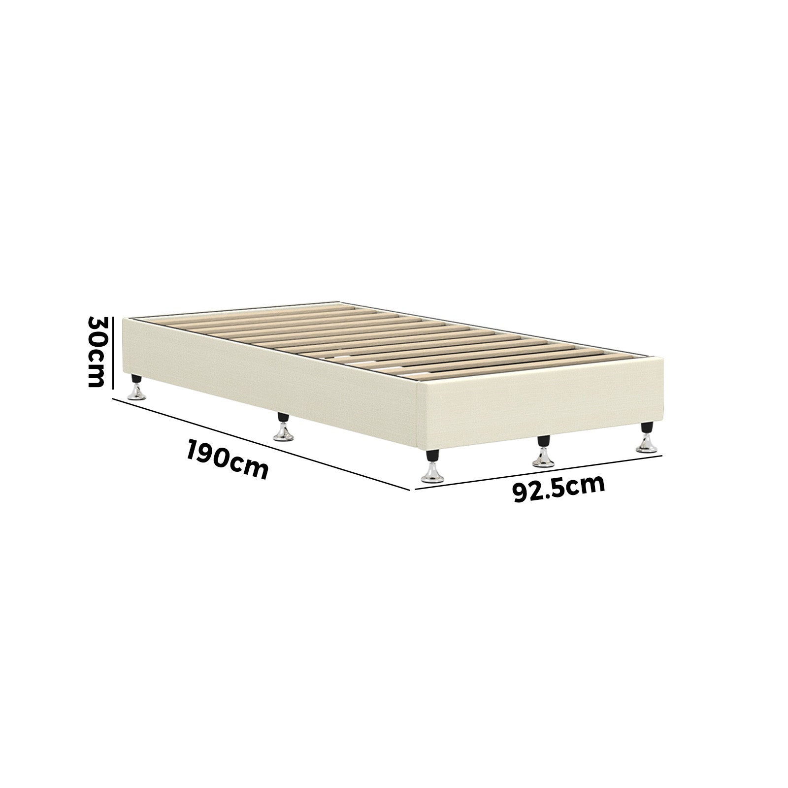 Oikiture Bed Frame Single Size Bed Base Platform Beige - Sunyee