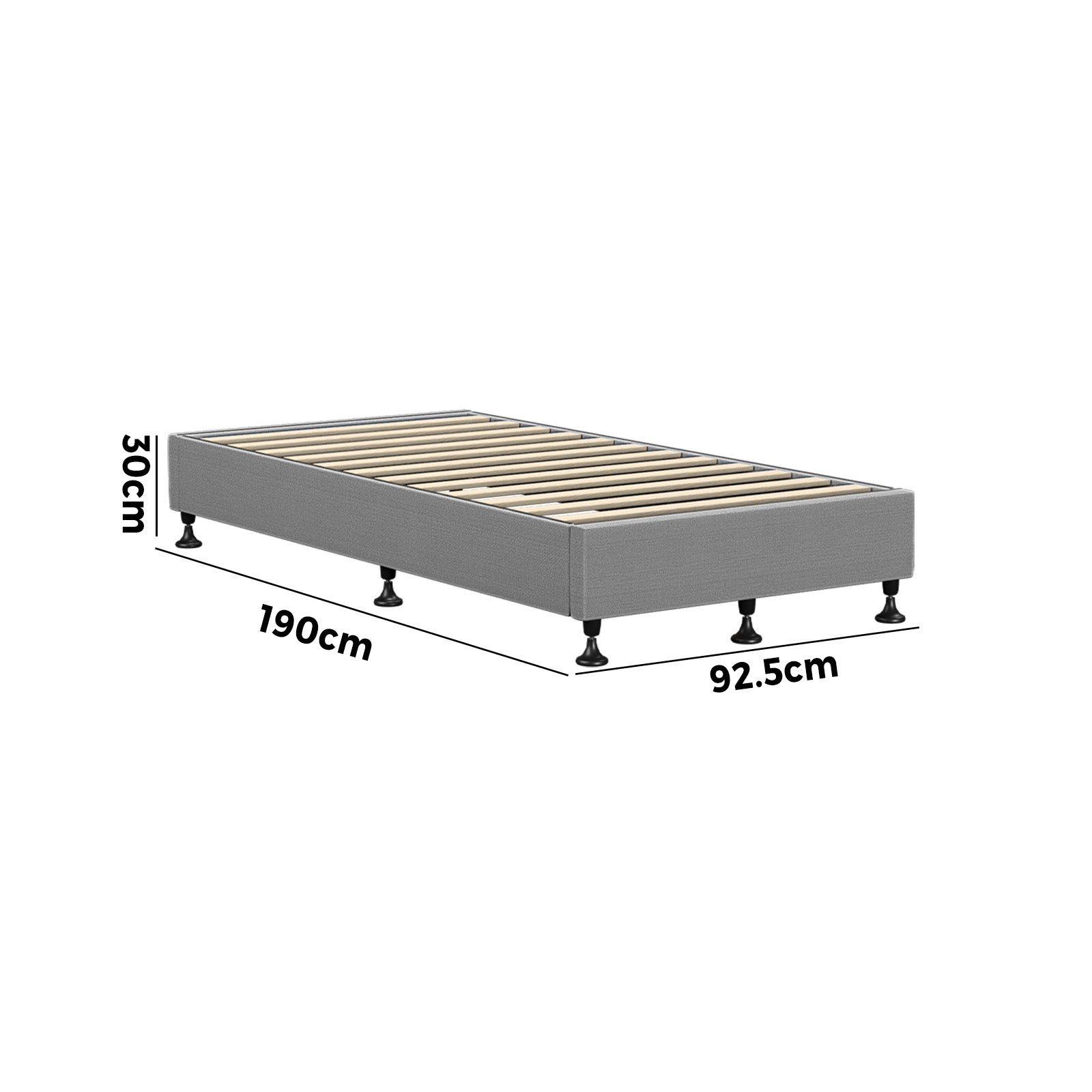 Oikiture Bed Frame Single Size Bed Base Platform Grey - Sunyee
