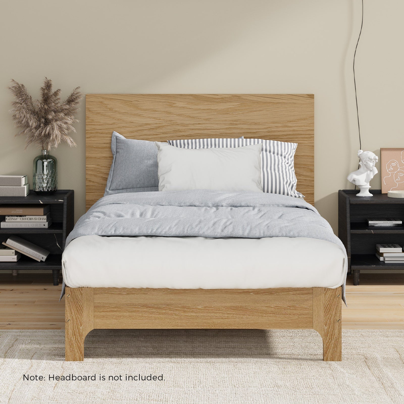 Oikiture Bed Frame King Single Size Wooden Mattress Base Platform Beds Natural