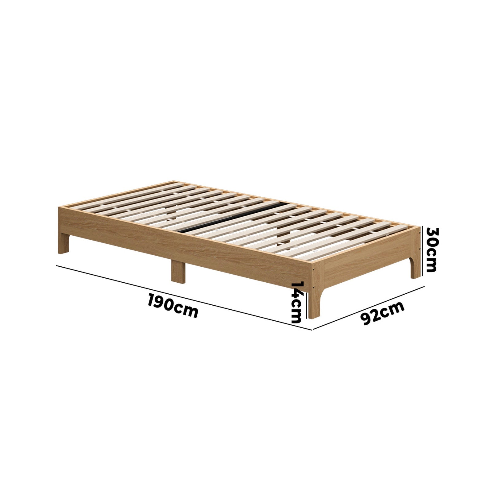 Oikiture Bed Frame Single Size Wooden Mattress Base Platform Beds Natural