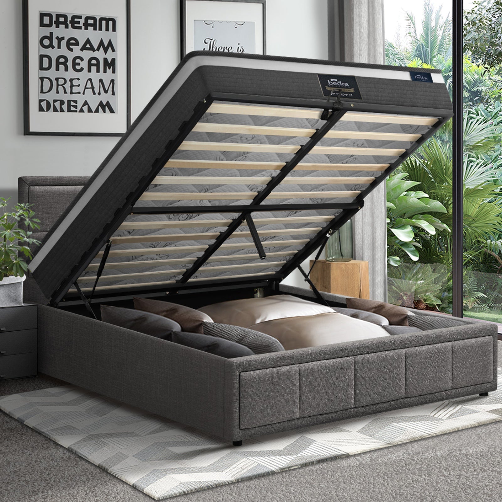 Oikiture Bed Frame Queen Double King Single Gas Lift with Mattress Set BOSS - Sunyee