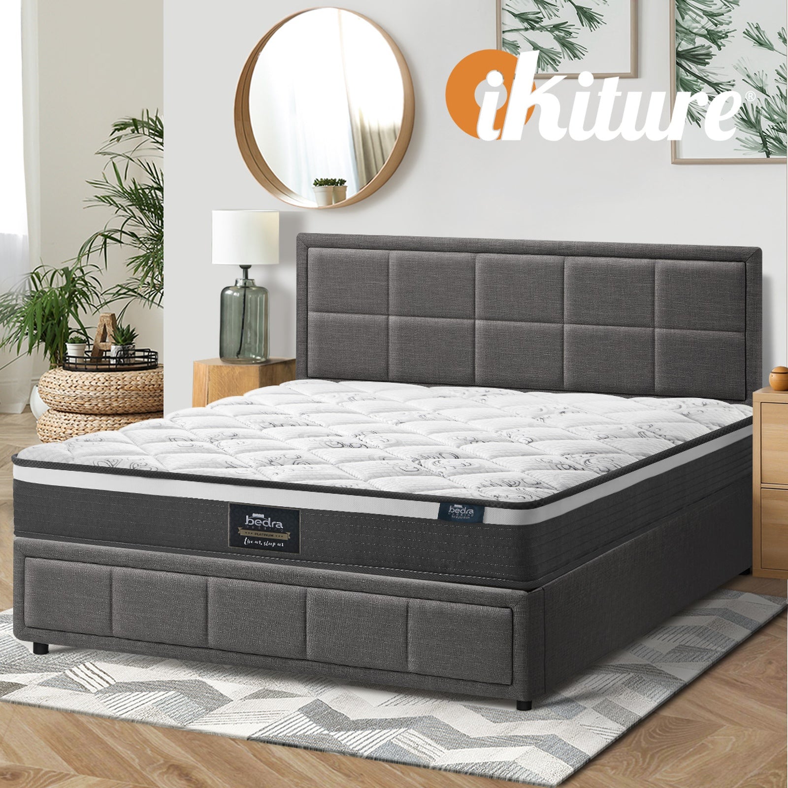 Oikiture Bed Frame Queen Double King Single Gas Lift with Mattress Set BOSS - Sunyee