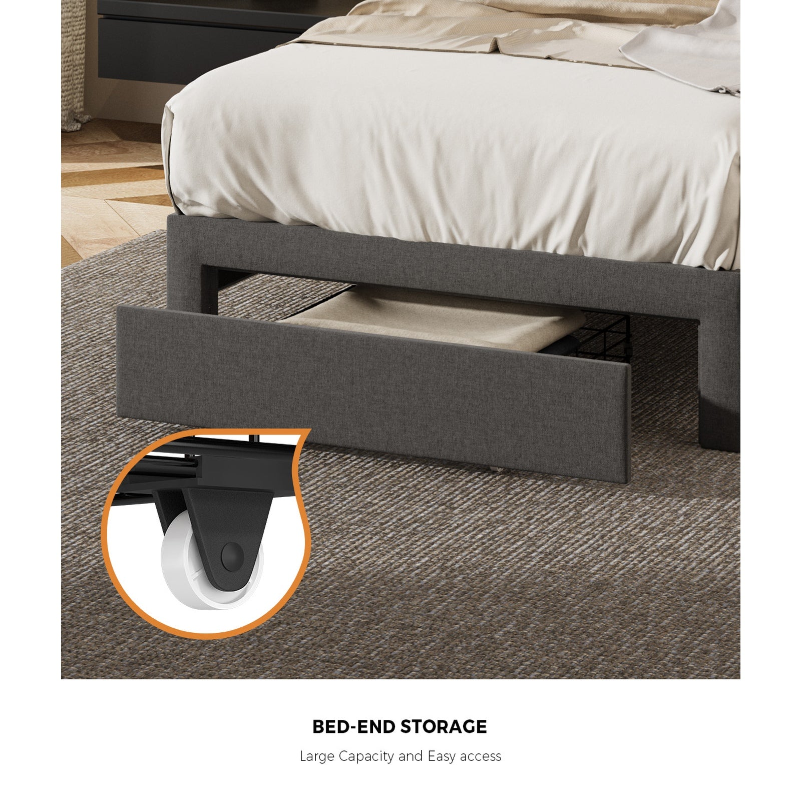 Oikiture Bed Frame King Sinlge LED Storge Headboard With USB Charging & Drawers