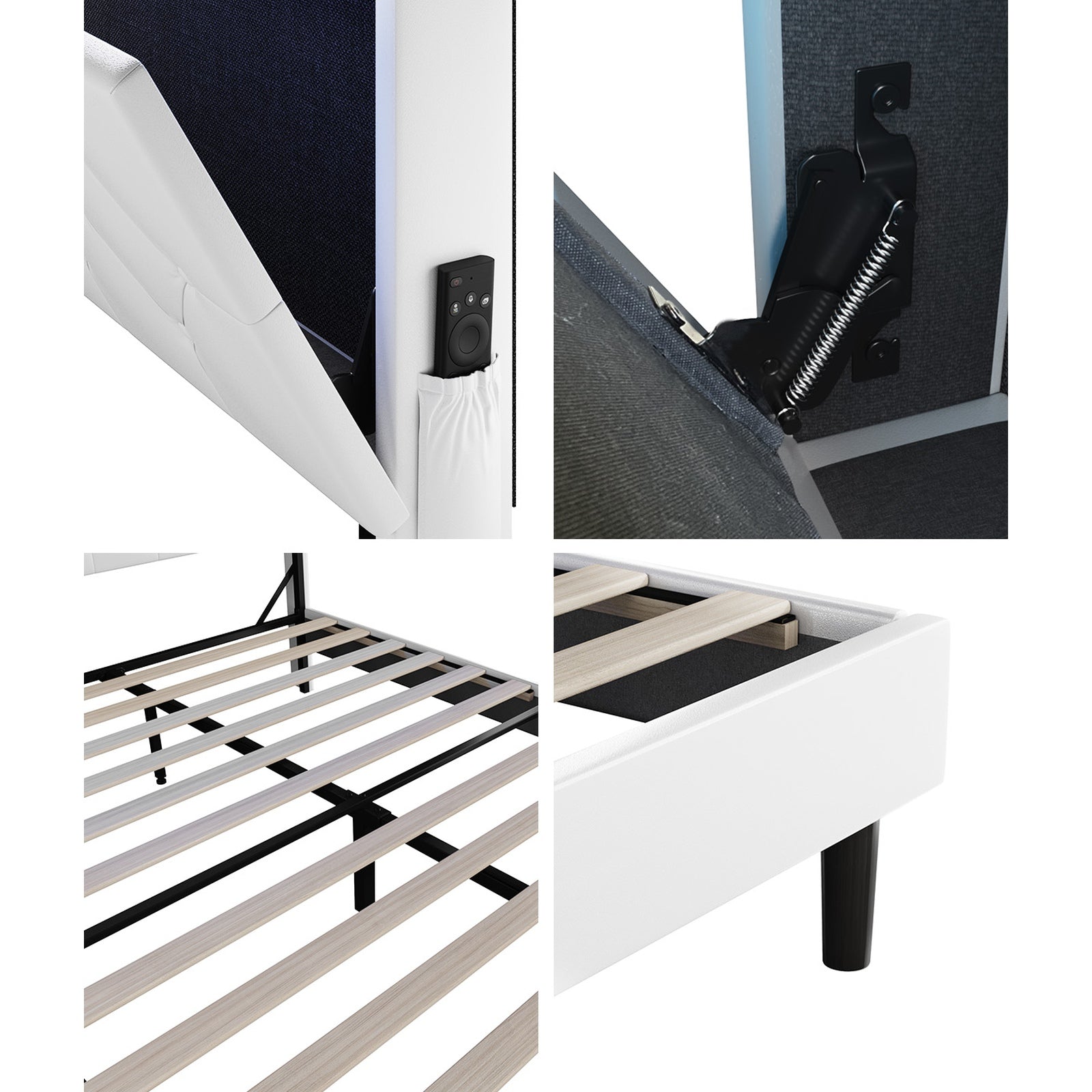 Oikiture Bed Frame Queen Size Platform Beds with LED Storage Bedhead NOVI