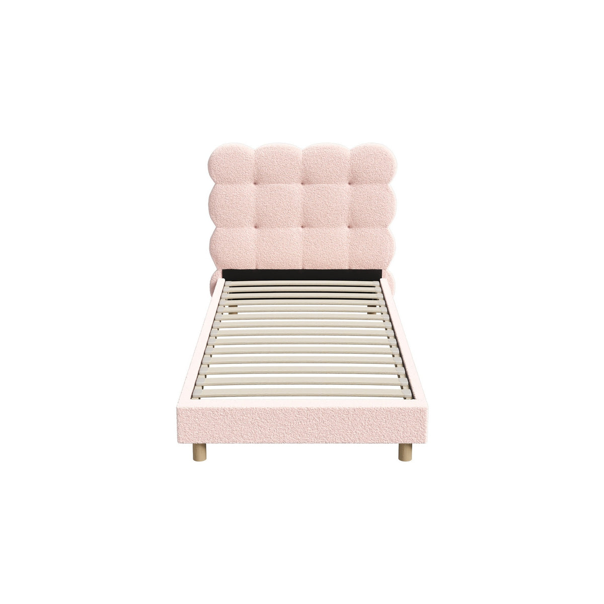 Oikiture Bed Frame Single Size Tufted Bedhead Boucle Fabric Pink - Sunyee