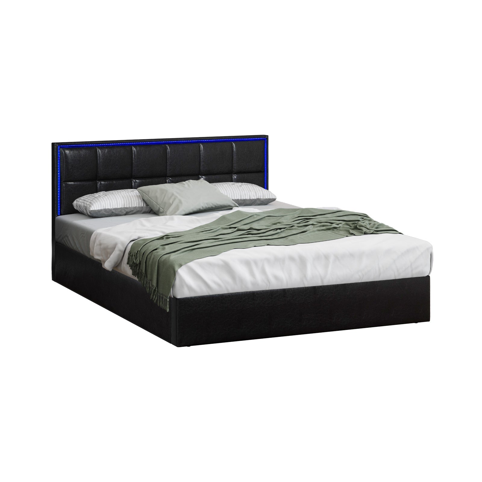 Oikiture Bed Frame Queen Double King Single Size RGB LED Gas Lift Storage Base - Sunyee