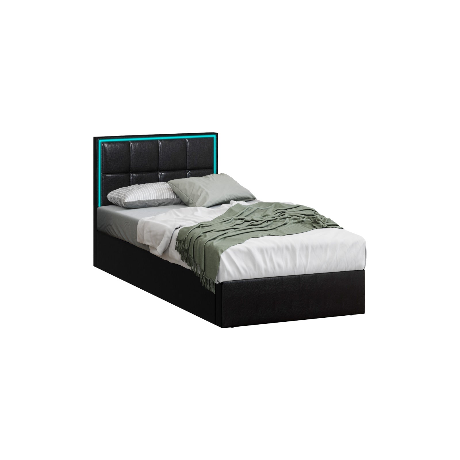 Oikiture Bed Frame Queen Double King Single Size RGB LED Gas Lift Storage Base - Sunyee