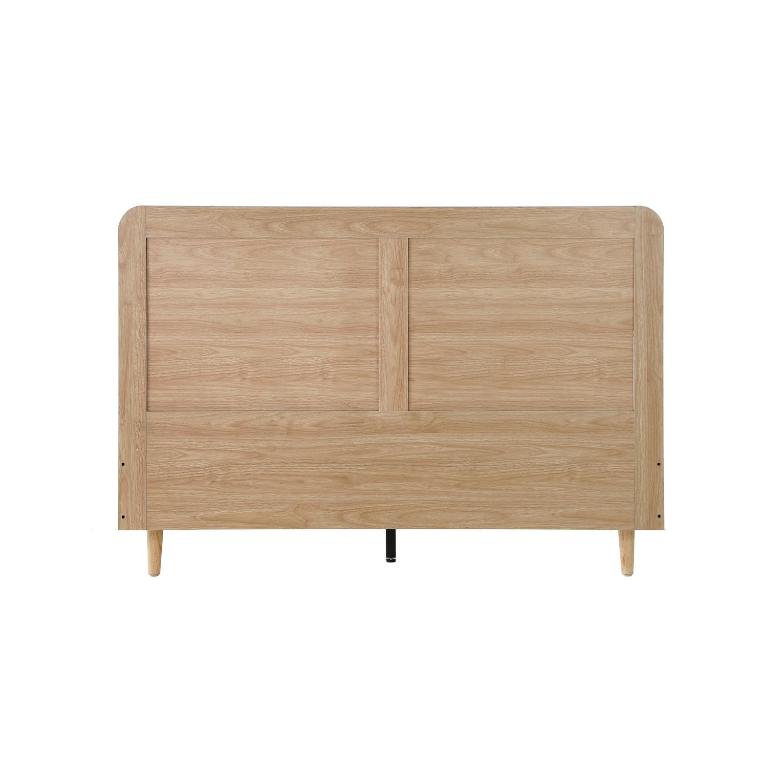 Oikiture Bed Frame Double Size Wooden Bed Frame Rattan Headboard - Sunyee