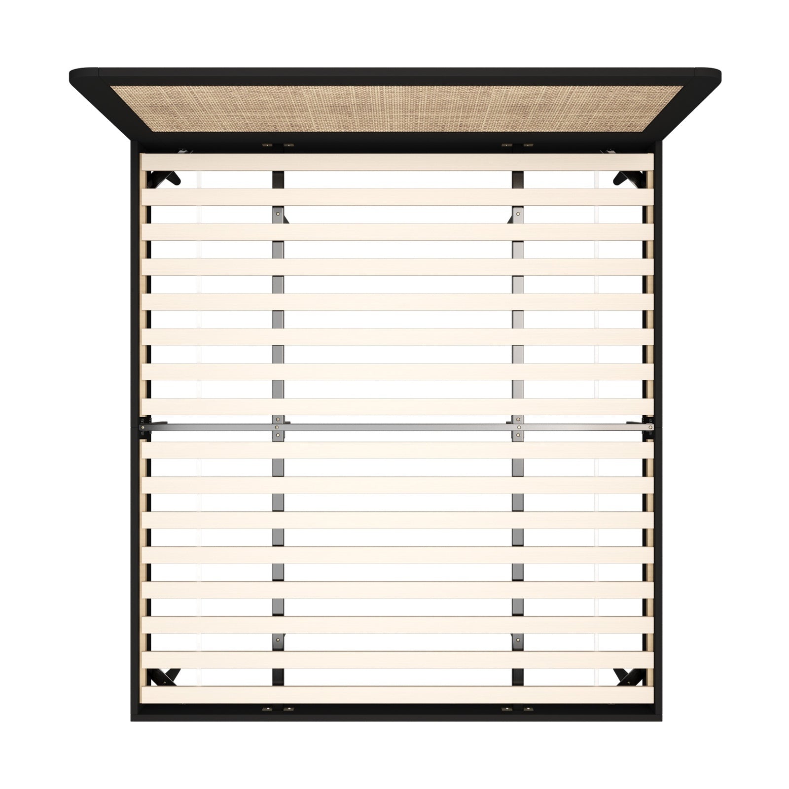 Oikiture Bed Frame King Size Beds Real Rattan Headboard Black - Sunyee