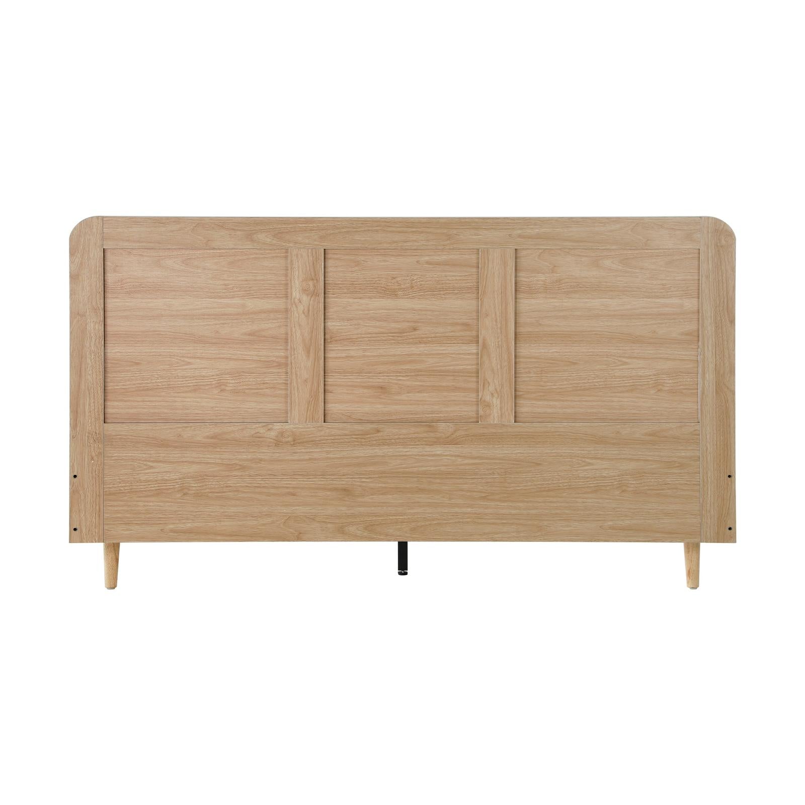 Oikiture Bed Frame King Size Wooden Bed Frame Rattan Headboard - Sunyee